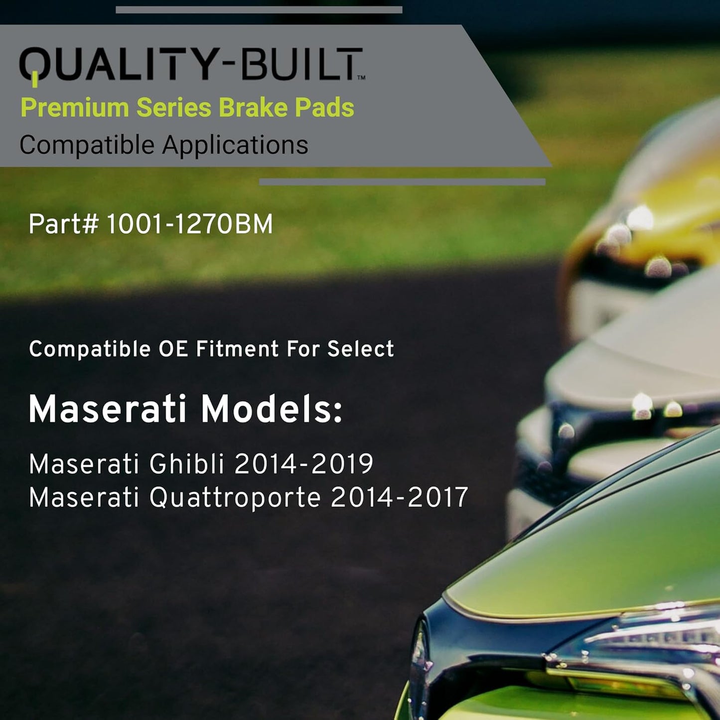 Premium Semi-Metallic Rear Brake Pads (1001-1270BM) Compatible with Maserati Ghibli 2014-2019, Maserati Quattroporte 2014-2017