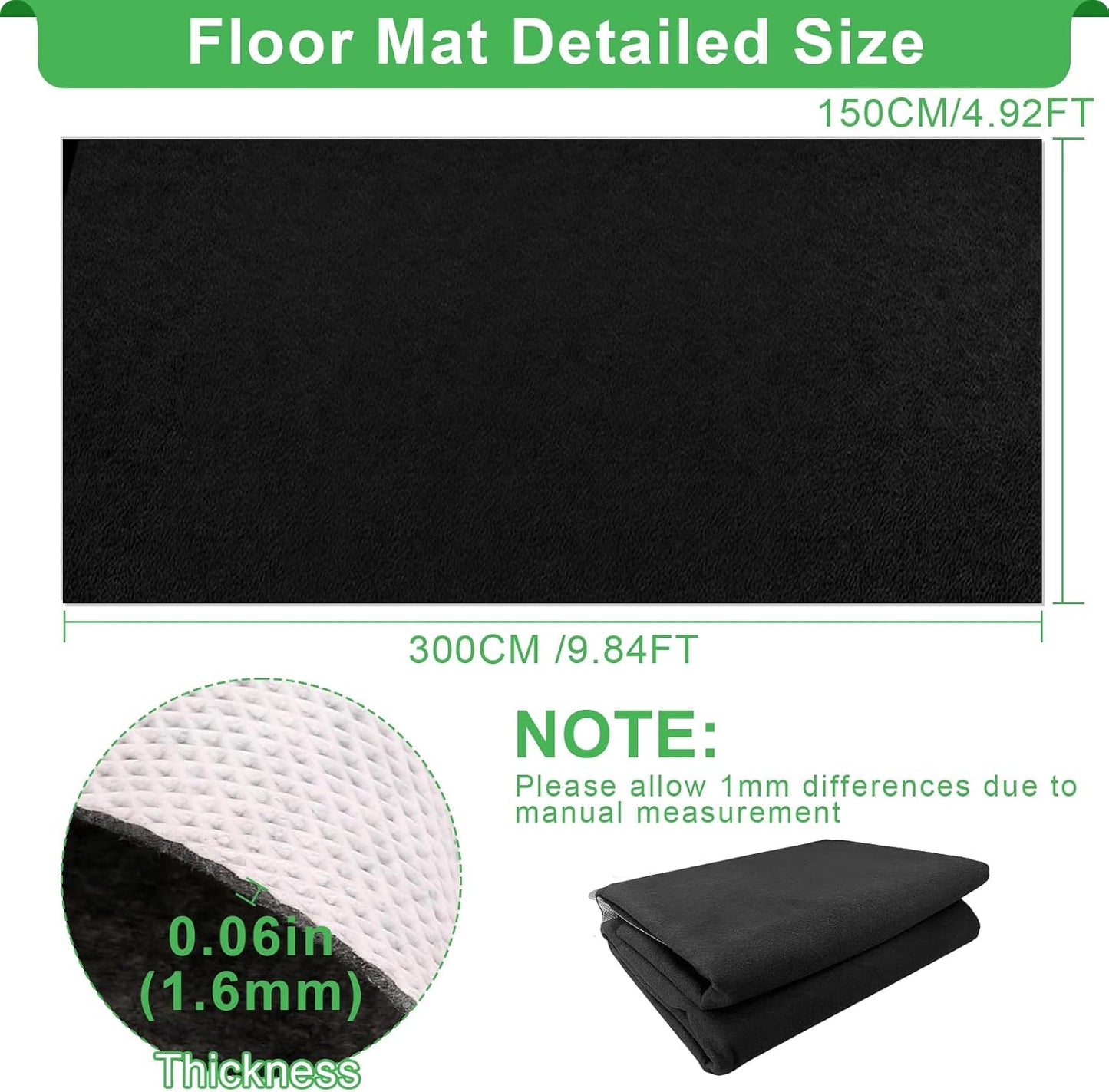Golf Cart Parking Mat 9.84 ft. x 4.92 ft, 1.6MM Thickened Oil Absorbent Universal Garage Repair Floor Mat for EZGO, Club Car, Yamaha, Motorcycles, Mower, ATV, UTV - Anti Slip Mechanic Pad Cut to Size