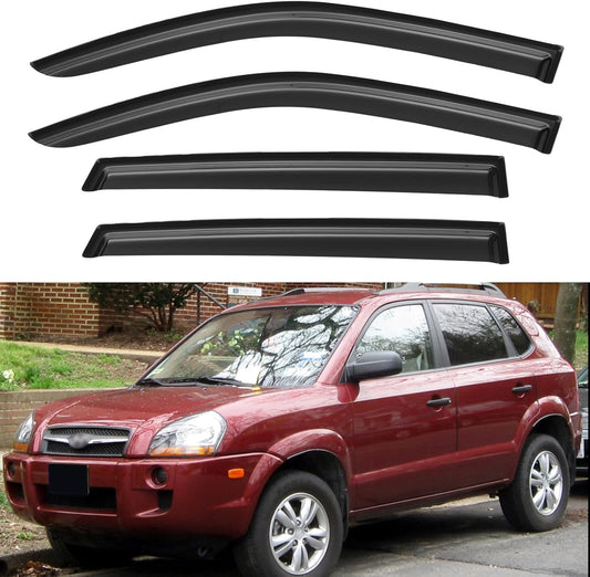 Window Visors Rain Guards for 2005-2009 Hyundai Tucson, Out-Channel Window Vent Wind Deflectors Visors Shades for 05-09 Tucson