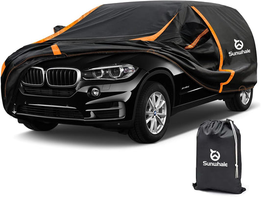 Car Cover Waterproof All Weather for SUV Automobiles UV Protection Snowproof Rain Sun with Door Zipper Full Exterior Outdoor Full Car Cover Universal Fit Up to 185"