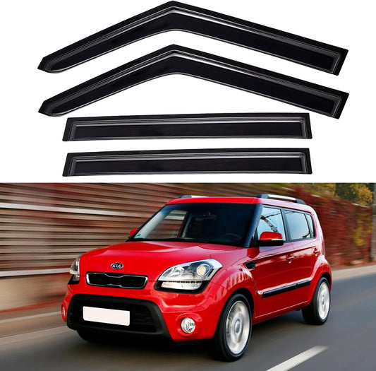 Window Visors Rain Guards Shield for 2009 2010 2011 2012 2013 Kia Soul, Out-Channel Window Vent Wind Deflectors Visors Shades for 09-13 Soul