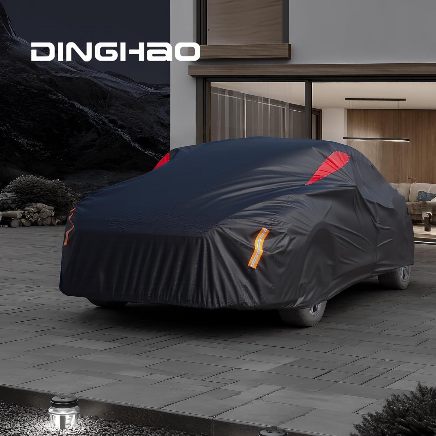 Car Cover Waterproof All Weather, 6 Layers Car Covers for Automobiles, Full Exterior Cover with Zipper, Outdoor Car Cover Sun UV Rain Snow Wind Protection for Sedan (196-210 inch)