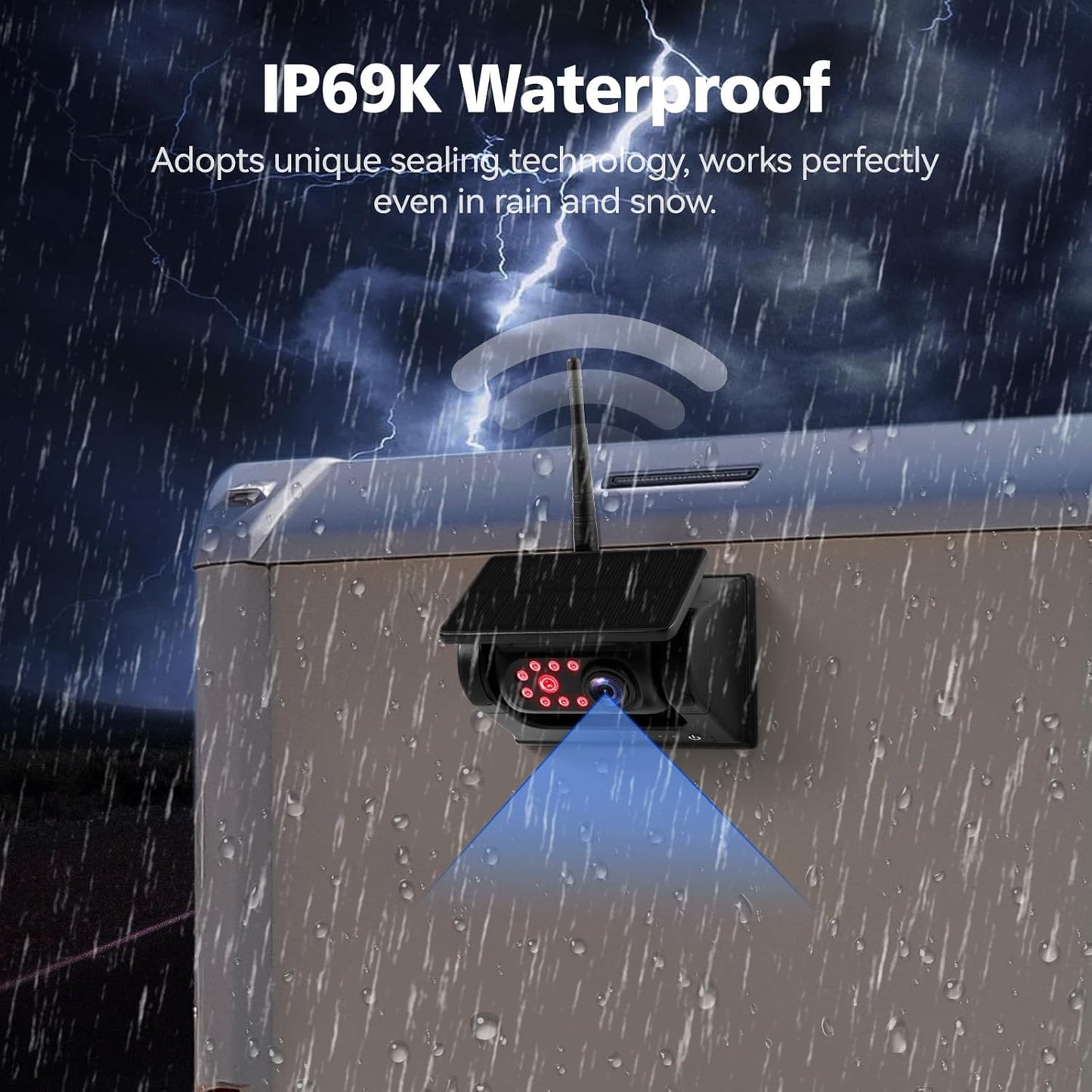 10.1" - 4 Magnetic Solar Wireless Backup Camera System, HD 1080P DVR Monitor, RV Wireless Cameras for Hitch Towing RV Camper Trailer, IR Night Vision, 4x9600mAh Rechargeable Battery, SR4