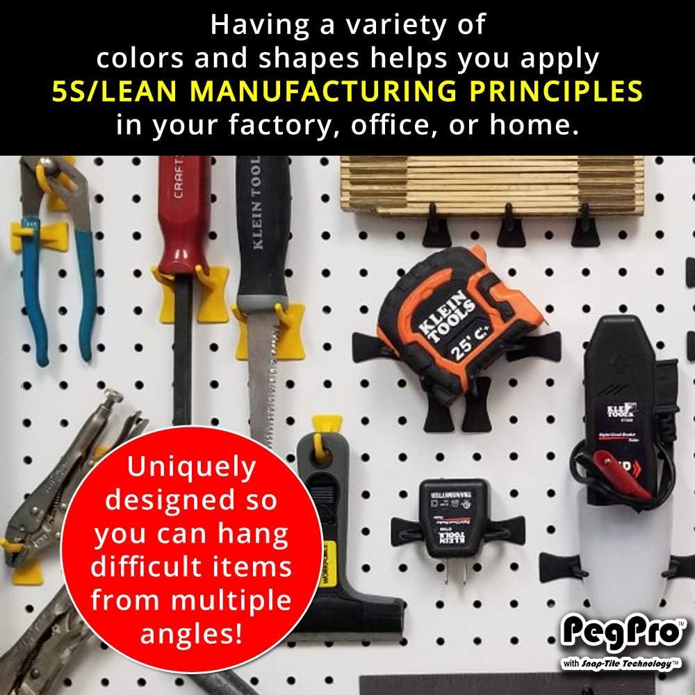 PegPro® 2" Hooks Kit for Standard “Wood Fiber” pegboard – Durable Plastic Pegboard Hooks - for Garage, Kitchen, Craft Room, and More (2" Hook - 24 Pack, Kiwi)