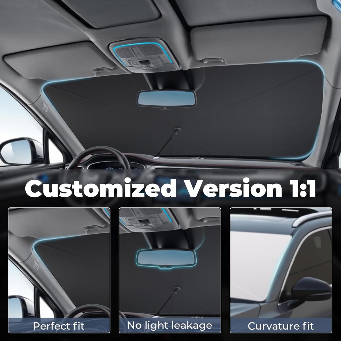 Windshield Sun Shade Umbrella: for Sentra-Sedan-2020-2024 2025-4-Layers Front Custom Car Window Shades - Double Thickened Foldable Sentra Sunshades Block UV Keep Cool