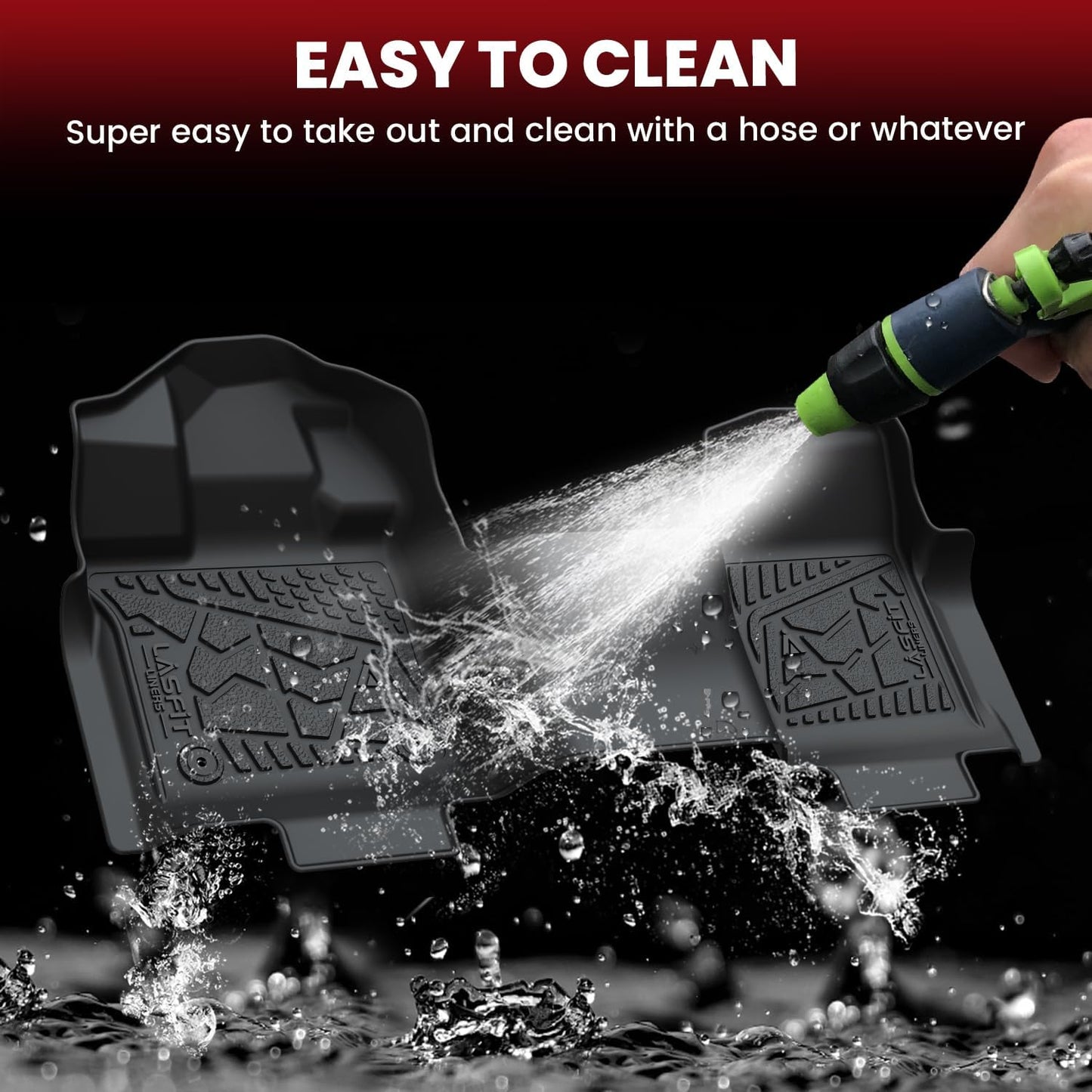 LASFIT Front Floor Mats for Ford F-150 2015-2025 Regular Cab Carpet Floor, Front Row Bench Seat, All Weather TPE Truck Liners for F150 Standard Cab, 1st Row Only, Black