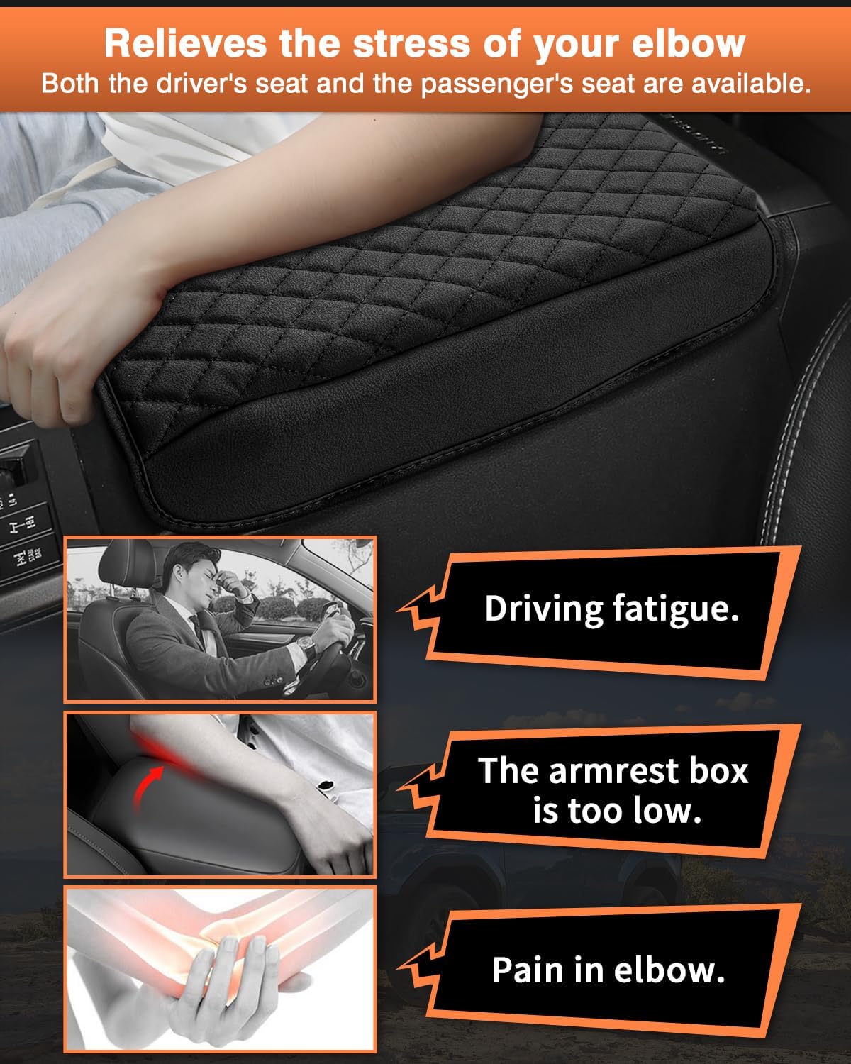 Shademax Center Console Cover for Toyota Land Cruiser Prado LC250 2024 2025 2026 Accessories, Prado LC250 Armrest Cover Cushion Pad Console Armrest Seat Box Protector PU Leather Anti-Scratch Black