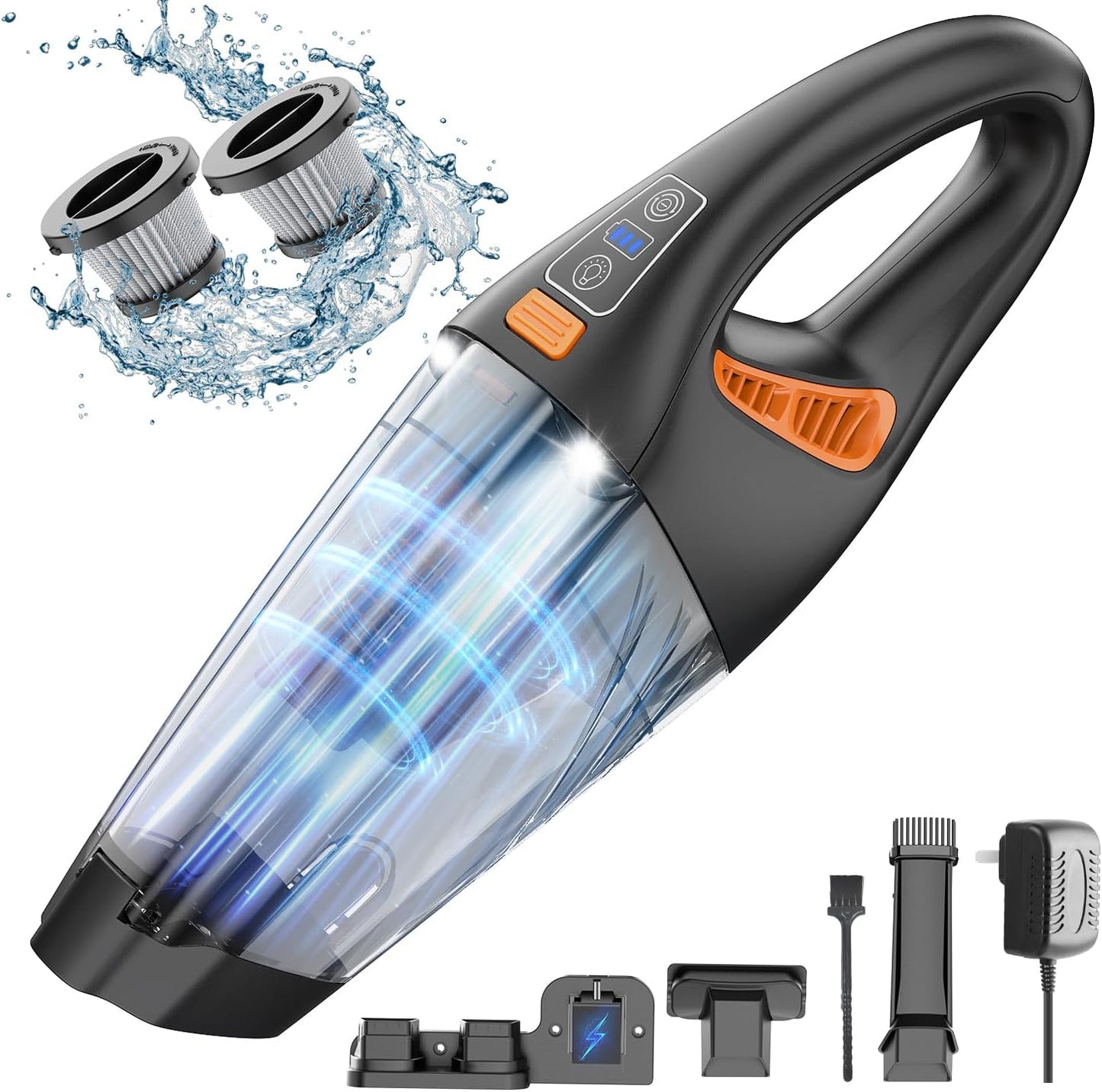 Handheld Vacuum Cordless, 18000Pa 160W Hand,30Min Car Vacuum Portable Cordless Rechargeable High Power Lightweight LED Light Fast Charge Vacuum Cleaner for Car Home