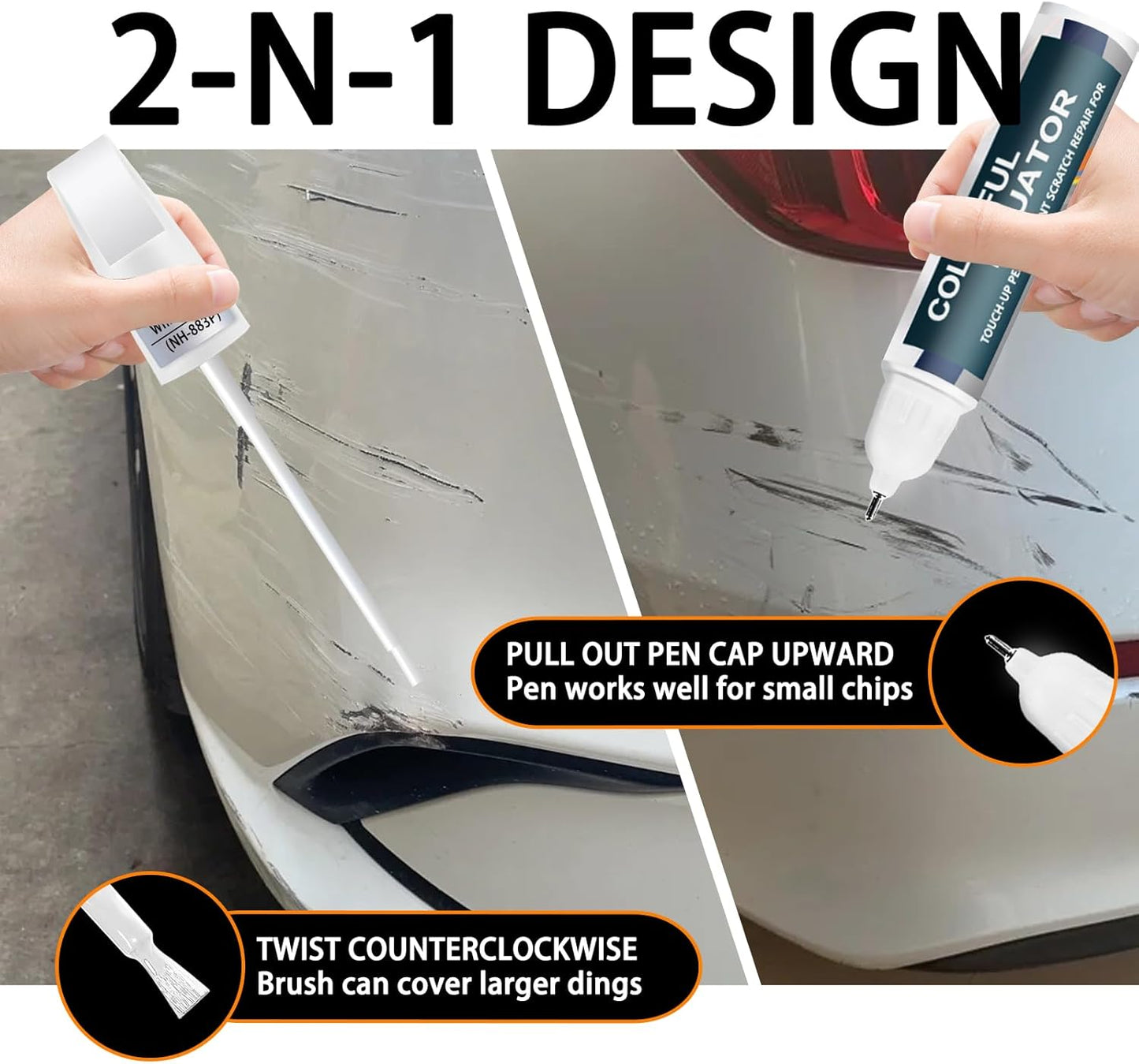 Platinum White Pearl(NH-883P) Touch Up Paint Compatible with Honda, Car Paint Pen Scratch Repair Two-In-One Touch Up Paint, Premium Car Scratch Remover for Deep Scratches