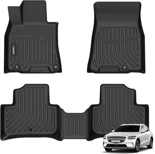 ANBINGO®-Floor Mats for Genesis GV70 2025-2022 (Not Fit Electrified GV70) TPE Fits Front& Rear Row GV70 Mats Waterproof Car GV70 All Weather Floor Mats GV70 Accessories-Black