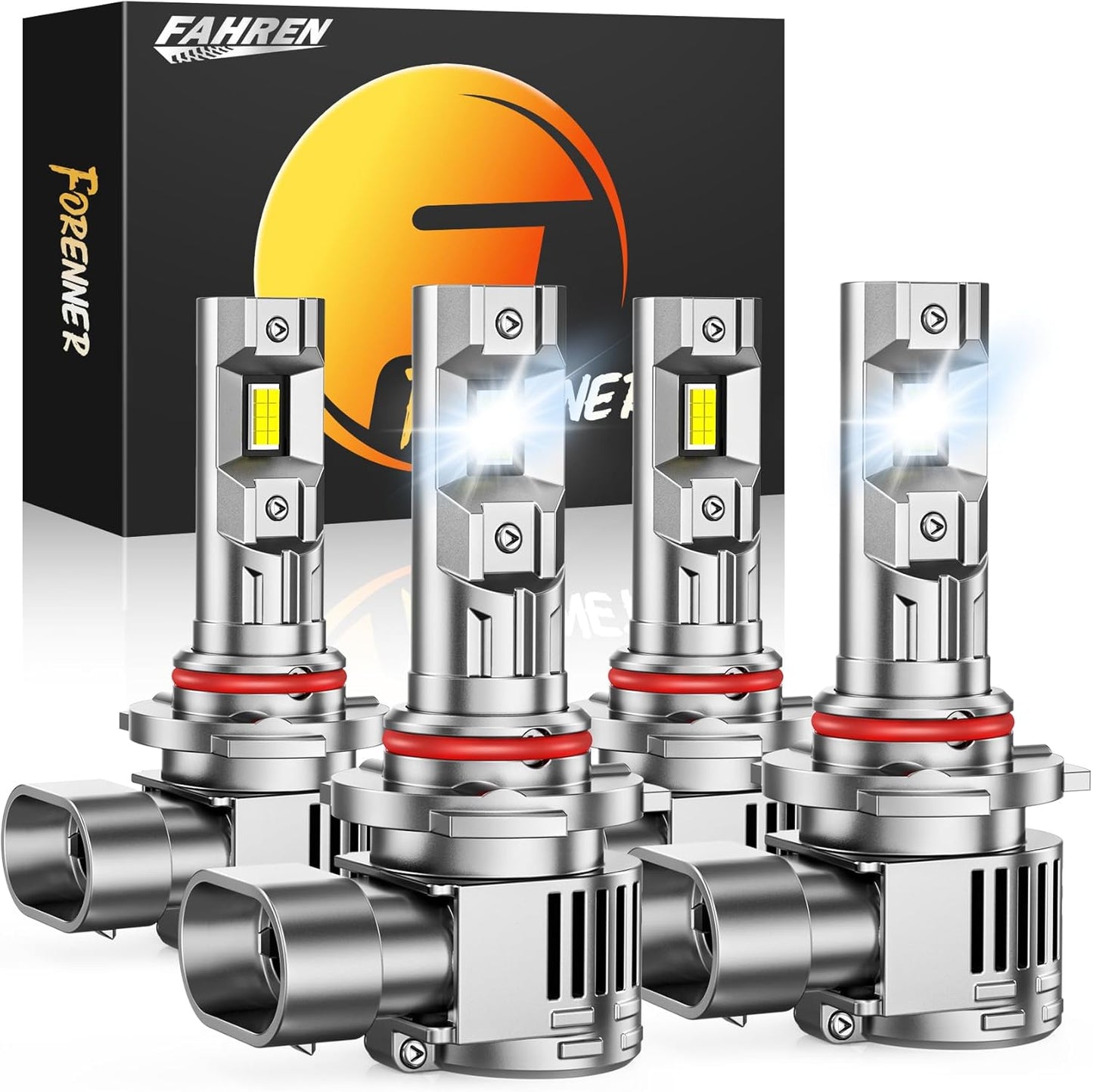 forenner Fahren 9005 9006 𝐋𝐄𝐃 Bulbs, 𝟏𝟎𝟎𝟎𝟎𝟎𝐋𝐌 𝟏𝟎𝟎𝟎% Super Brighter, 1:1 Size HB3 HB4 fog light bulb 6500K Cool White, Plug and Play IP68 Waterproof, Pack of 4