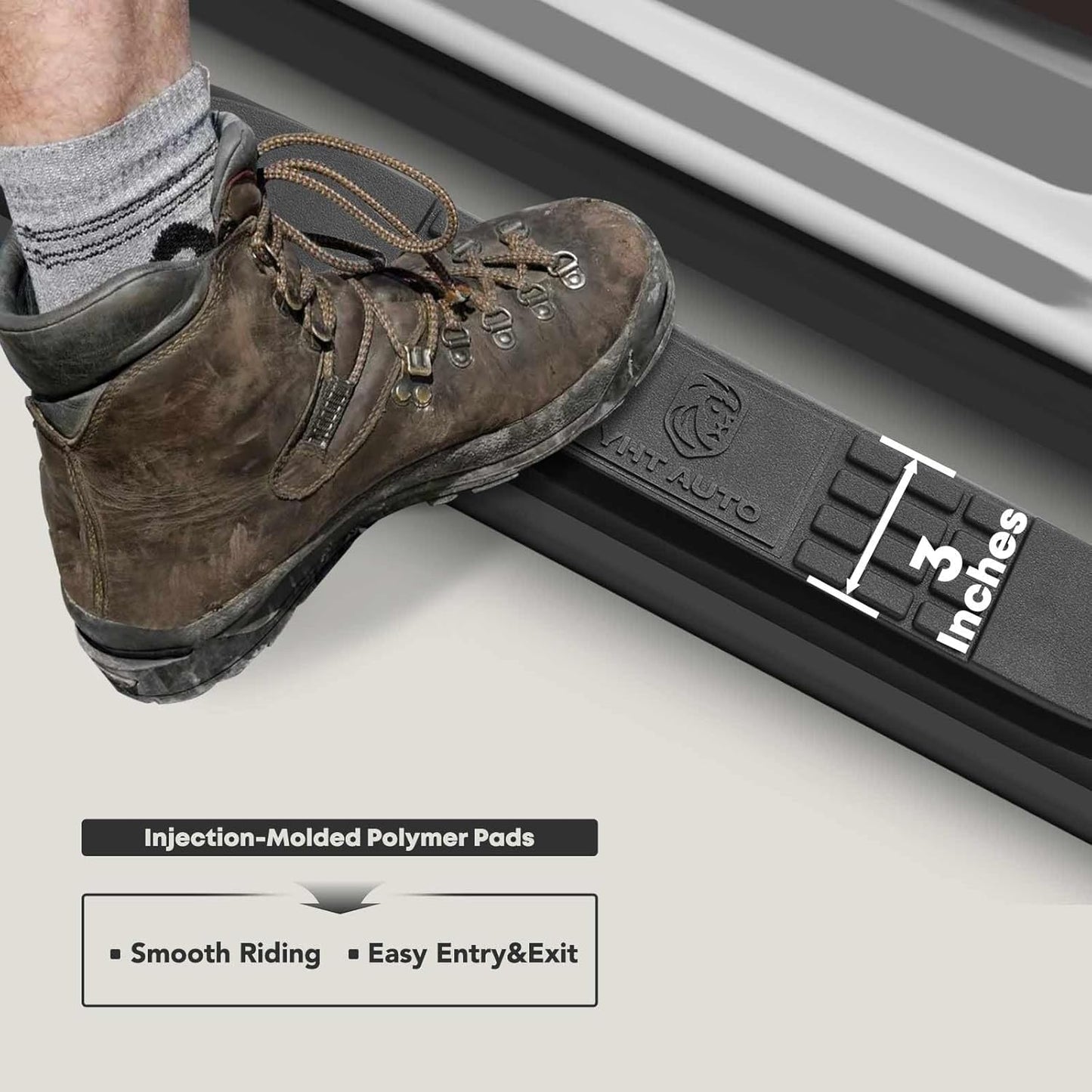 YHTAUTO 3 Inch Running Boards Side Step Bars Fit for 1999-2018 Chevy Silverado & GMC Sierra 1500/2500 HD/3500 HD - Standard/Regular Cab, Carbon Steel Black Powder 90-Degree Bent End Truck Step Rails