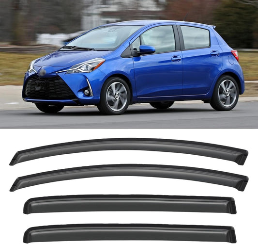 Window Visors Rain Guards for 2012-2018 Toyota Yaris Hatchback, Out-Channel Window Vent Wind Deflectors Visors Shades for 12-18 Toyota Yaris