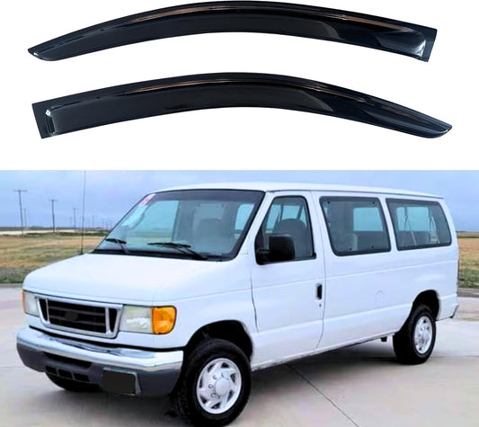 KPY Window Visor Compatible with 1992-2006 Ford E150 E250 E350 E450 E550 Super Duty, Rain Guard Window Vent Deflectors Tape-On for Ford Econoline Vans 1992-2006, 2000 2001 2002 2003 2004 2005
