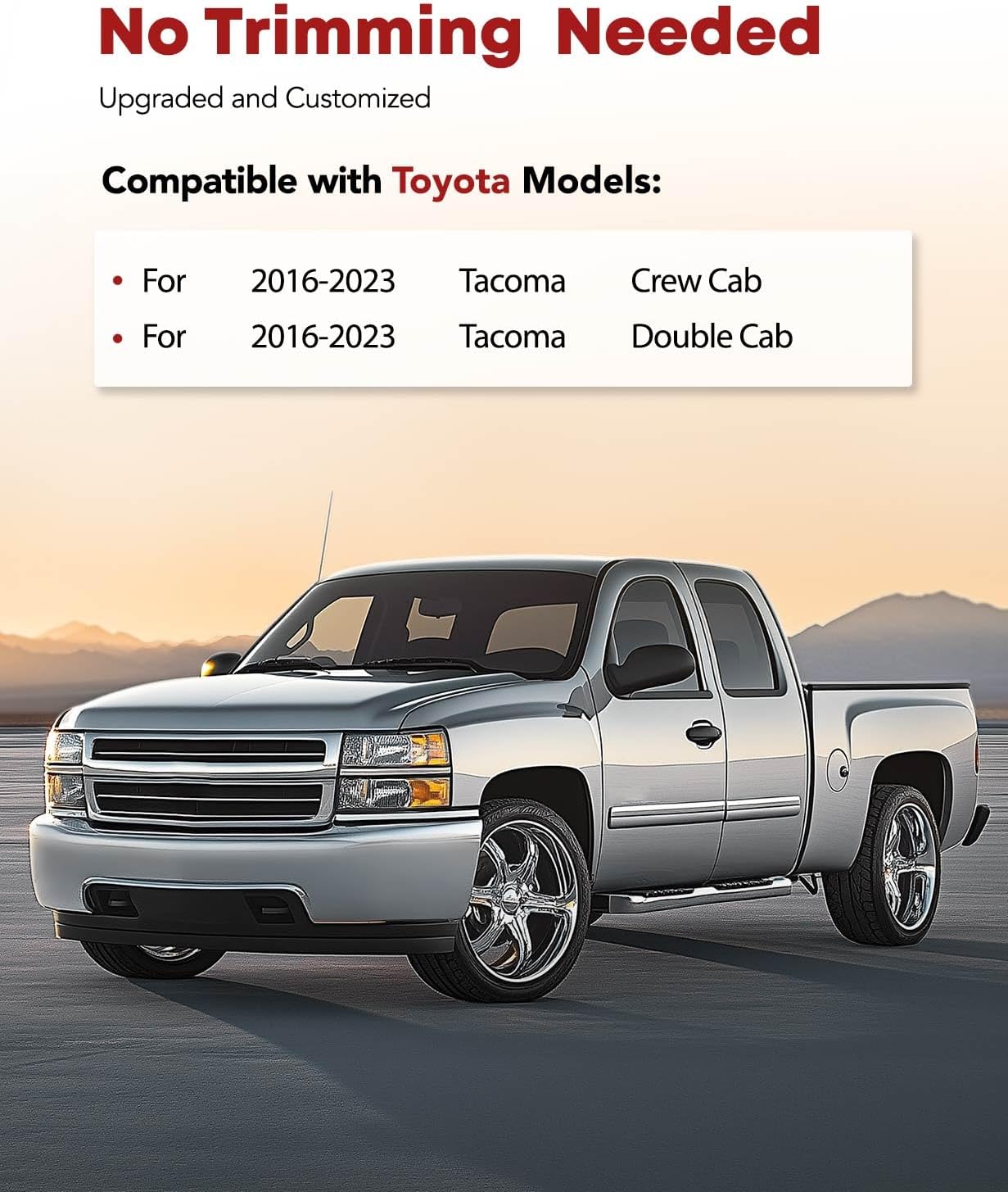 YHTAUTO Floor Mats Fit 2016-2023 Toyota Tacoma Double Only for Automatic, TPE All Weather Floor Liner Odorless Custom Fit Car Mats, 1st 2nd Row Tacoma Accessories, Black