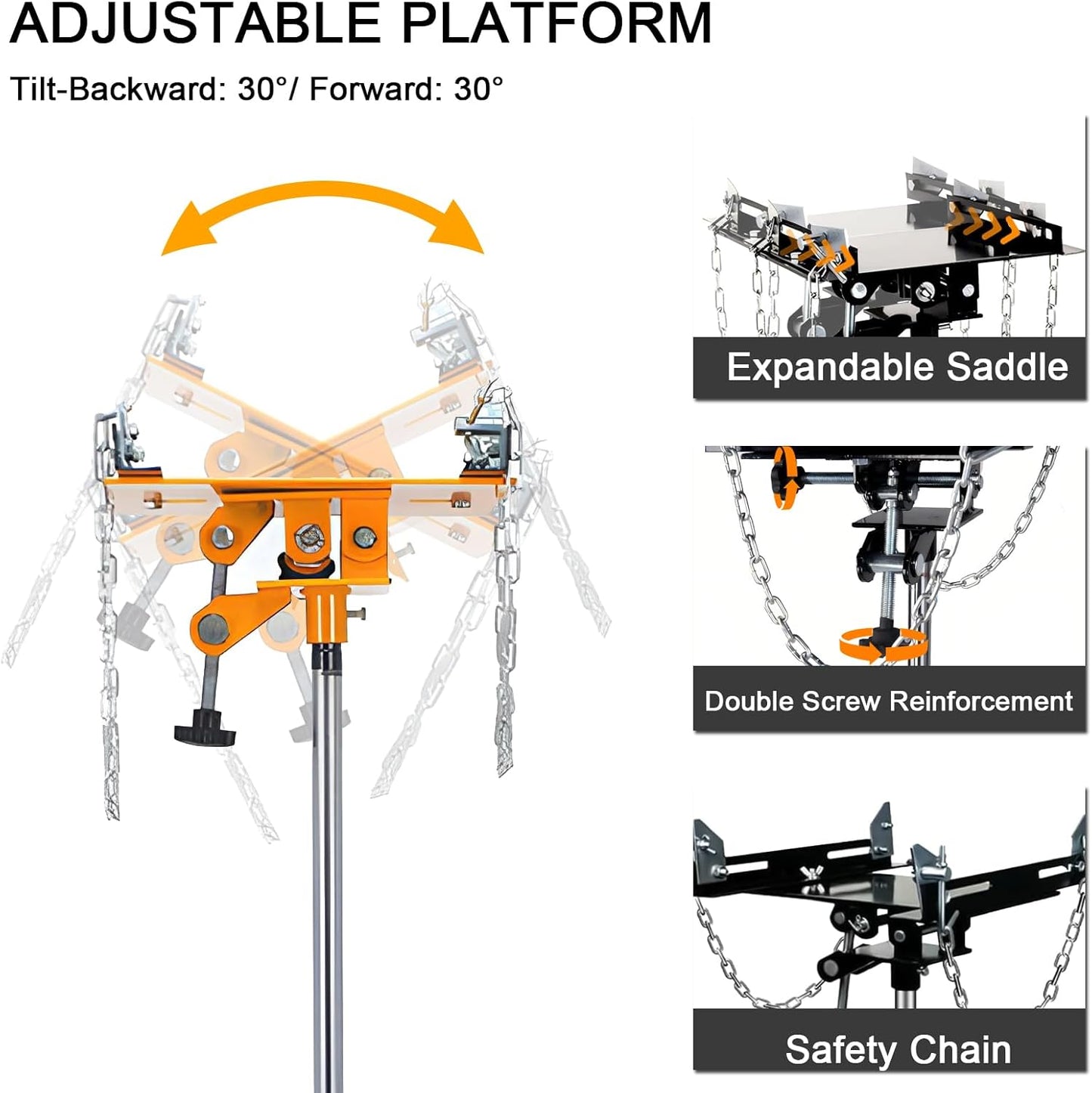 Transmission Jack 1660 lbs/ 0.75 Ton Capacity Hydraulic Telescopic Transmission Jack 34" - 68" Adjustable Height Telescoping Transmission Hydraulic with 360° Swivel Wheels Lift Hoist