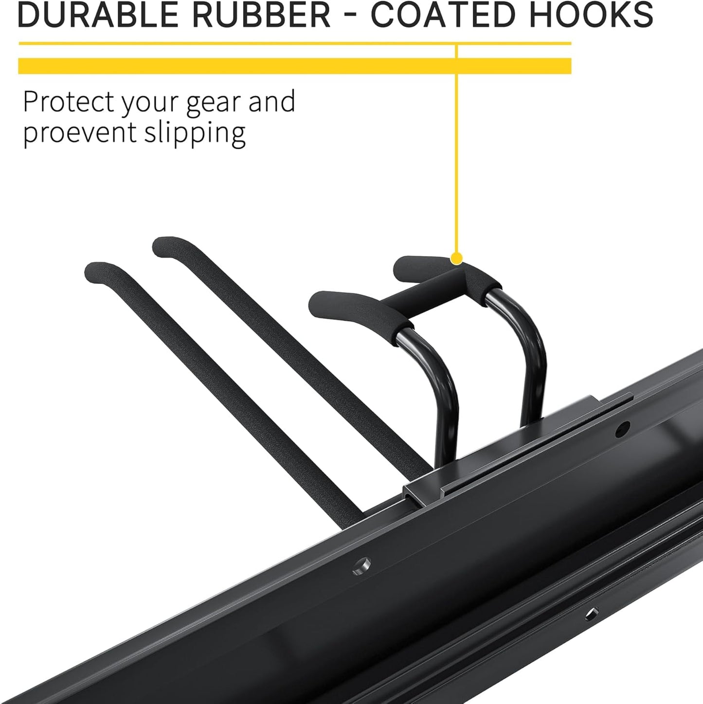 Garage Organization, Garage Tool Organizer Wall Mount with 48 inches Rails and 6 Double-layer Hooks, Tool Organizer Rack For Yard Tools, Shovel, Chair, Snowborad