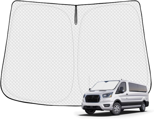 Windshield Sun Shade for 2024-2025 2026 Ford Transit 350 Accessories Thicken 6-Layer Front Window Sunshade Cover Sun Visor Protector Foldable Block UV Rays Keep Vehicle Cool