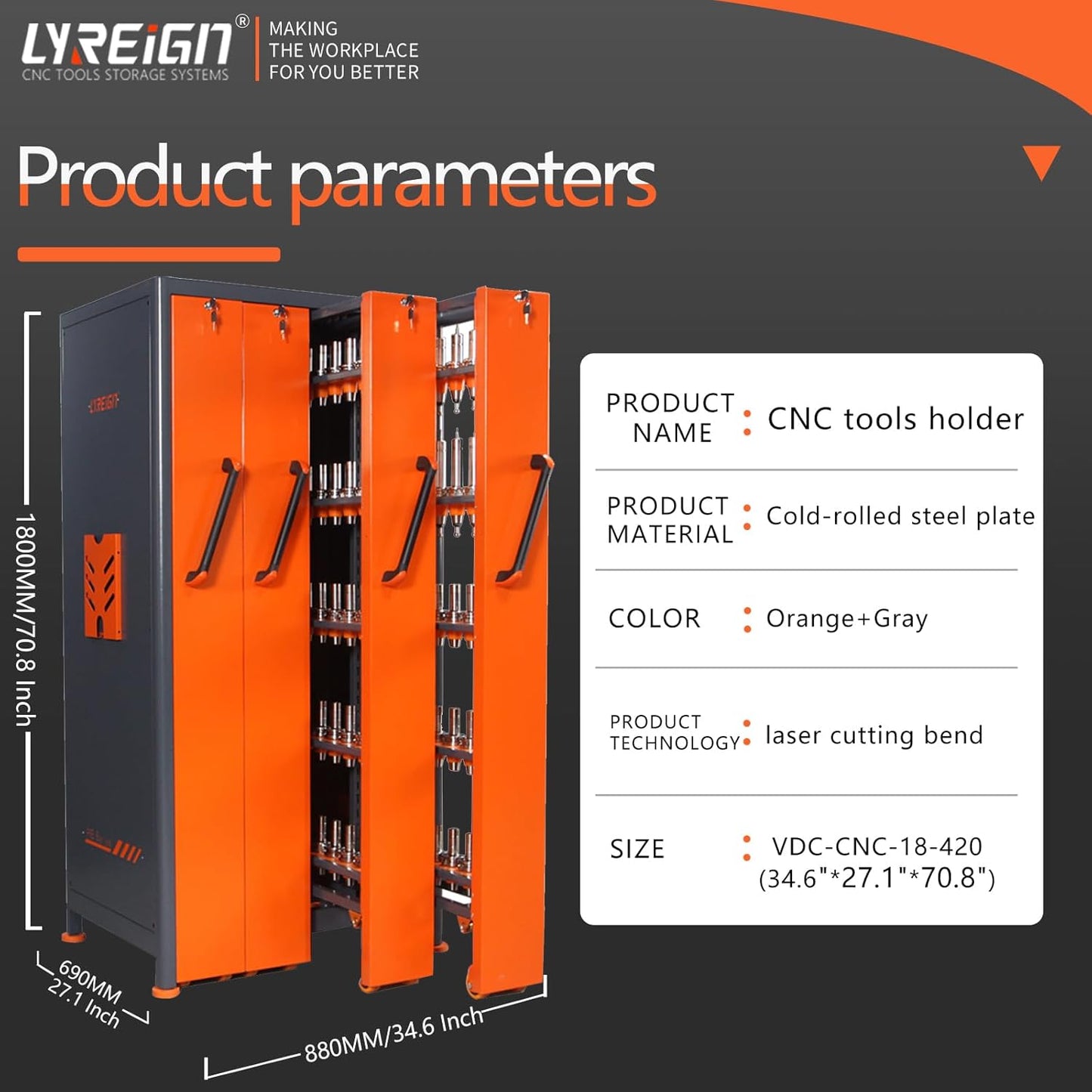 CNC Tool Holder Vertical Drawer Cabinet, Large Capacity CNC Tool Storage Cabinet, CNC Tool Holder Station Suitable for Warehouse Workshop Machining Centers