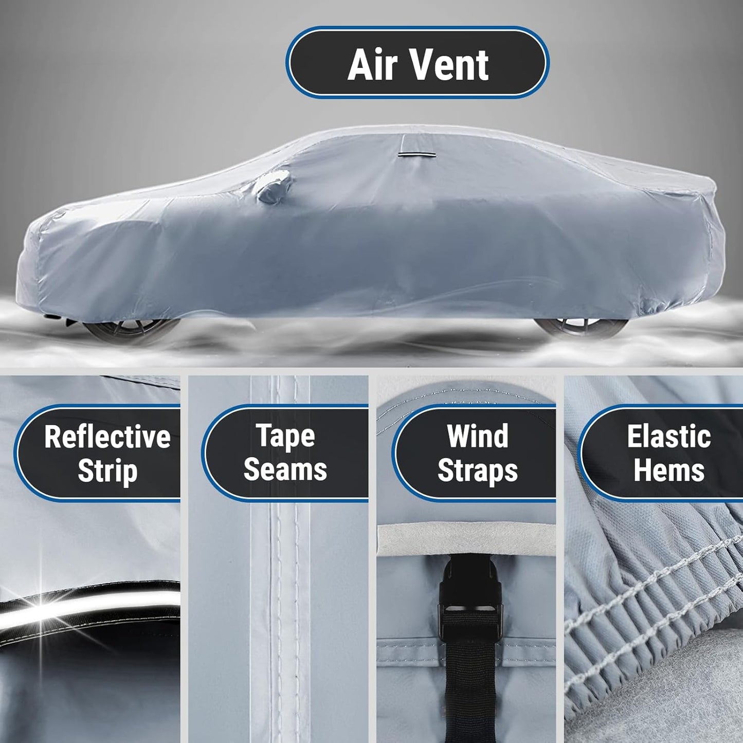 iCarCover Custom Car Cover for Chevy Beretta (1987-1996) Waterproof All Weather Rain Snow UV Sun Protector Full Exterior Indoor Outdoor Car Cover (Stripe - Gray/Black)