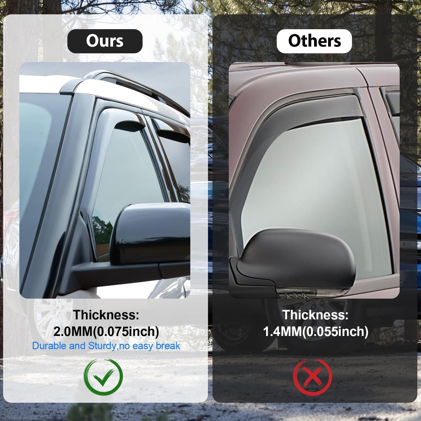 Nilight in Channel Window Deflectors for Ford Explorer 2020 2021 2022 2023 2024 Vent Window Visors, Rain Guards-4PCS