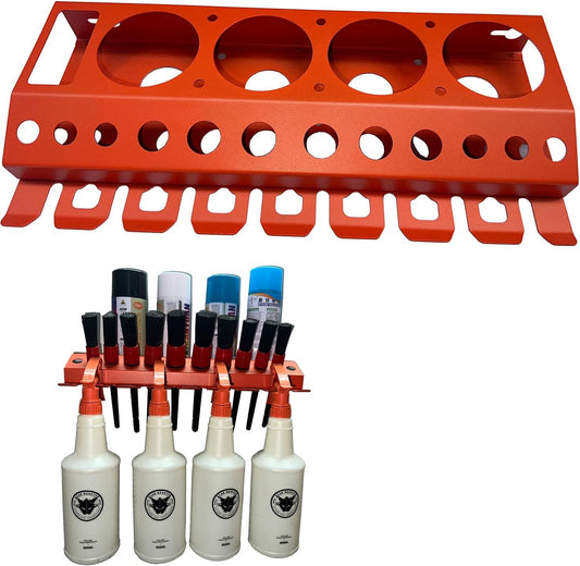 Bottle Storage Rack, Detailing Brush Organizer, Spray Bottle Storage Rack, 3/8" Air Tool Holder, for Garage and Workspace (1pc-Orange)