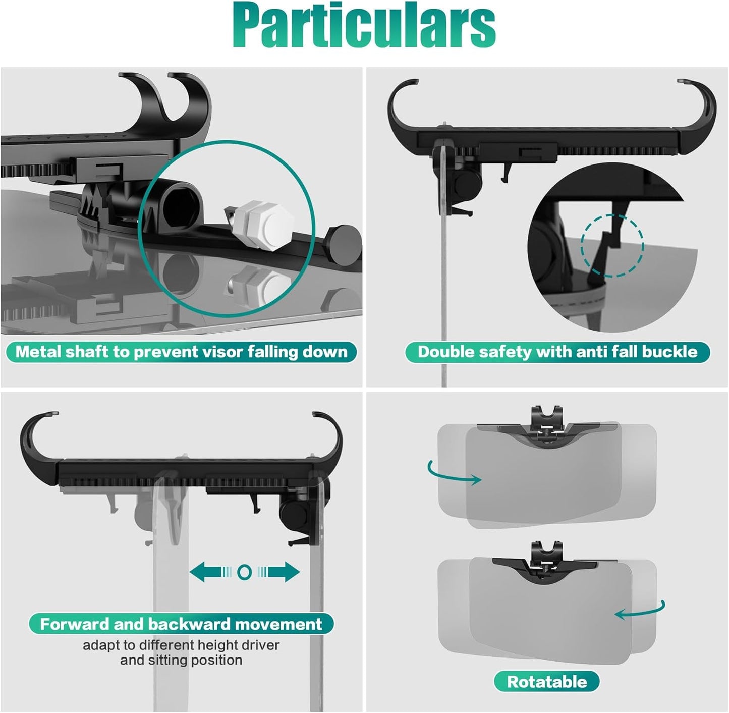 Sun Visor Extender for Car - Universal Adjustable Side Window Sun Blocker, Folding Clip-On Visor Extension, Easy Install & Glare Reduction (Black-2 Pack)