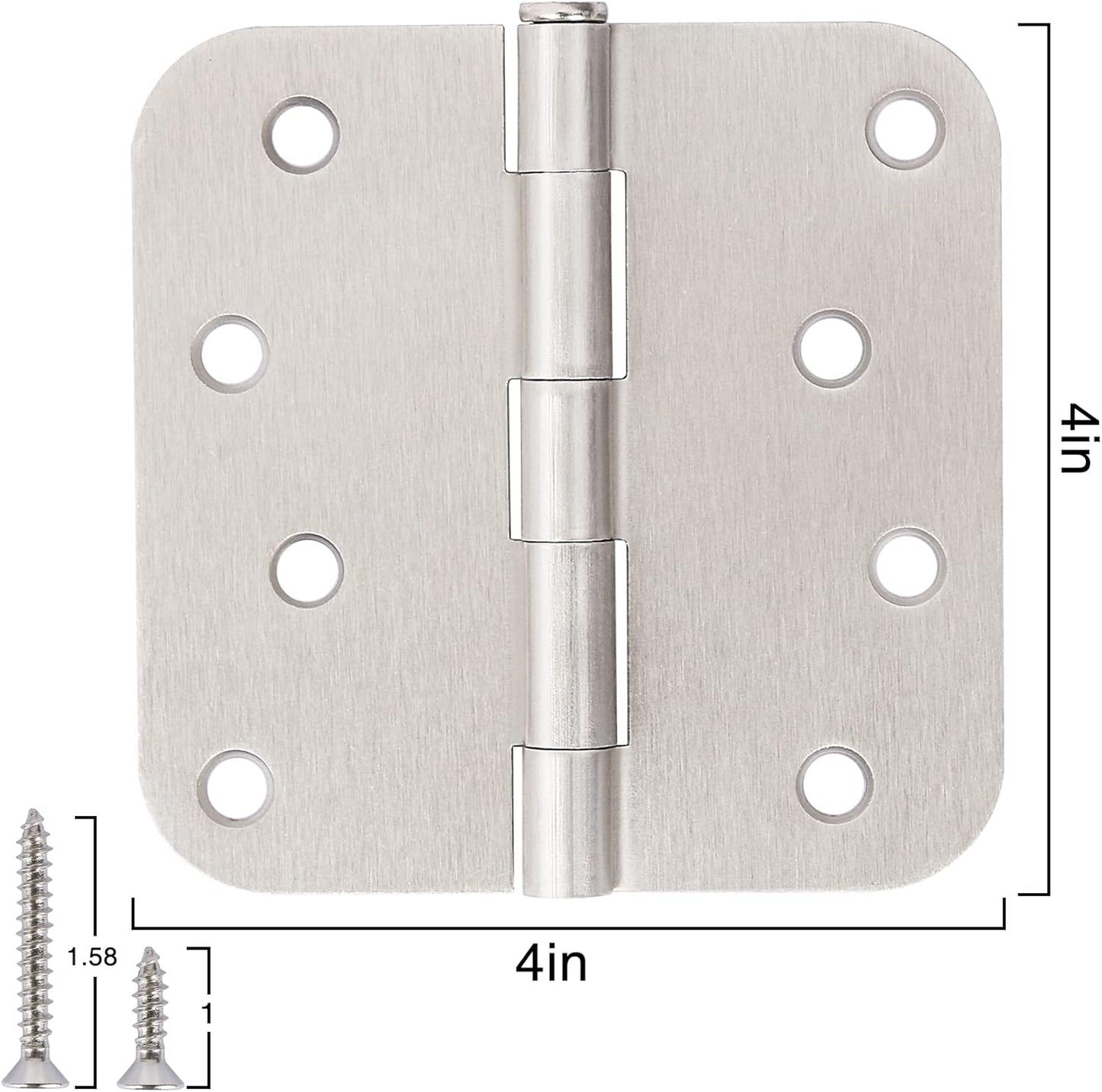 18 Pack 4 Inch Nickel Door Hinges Satin/Brushed Nickel Door Hinges 4 in x 4" Exterior Interior Door Hinge for Stardand Doors Stall,Front,Closet,Silver Residential Hinge Iron Bifold Door Hinge
