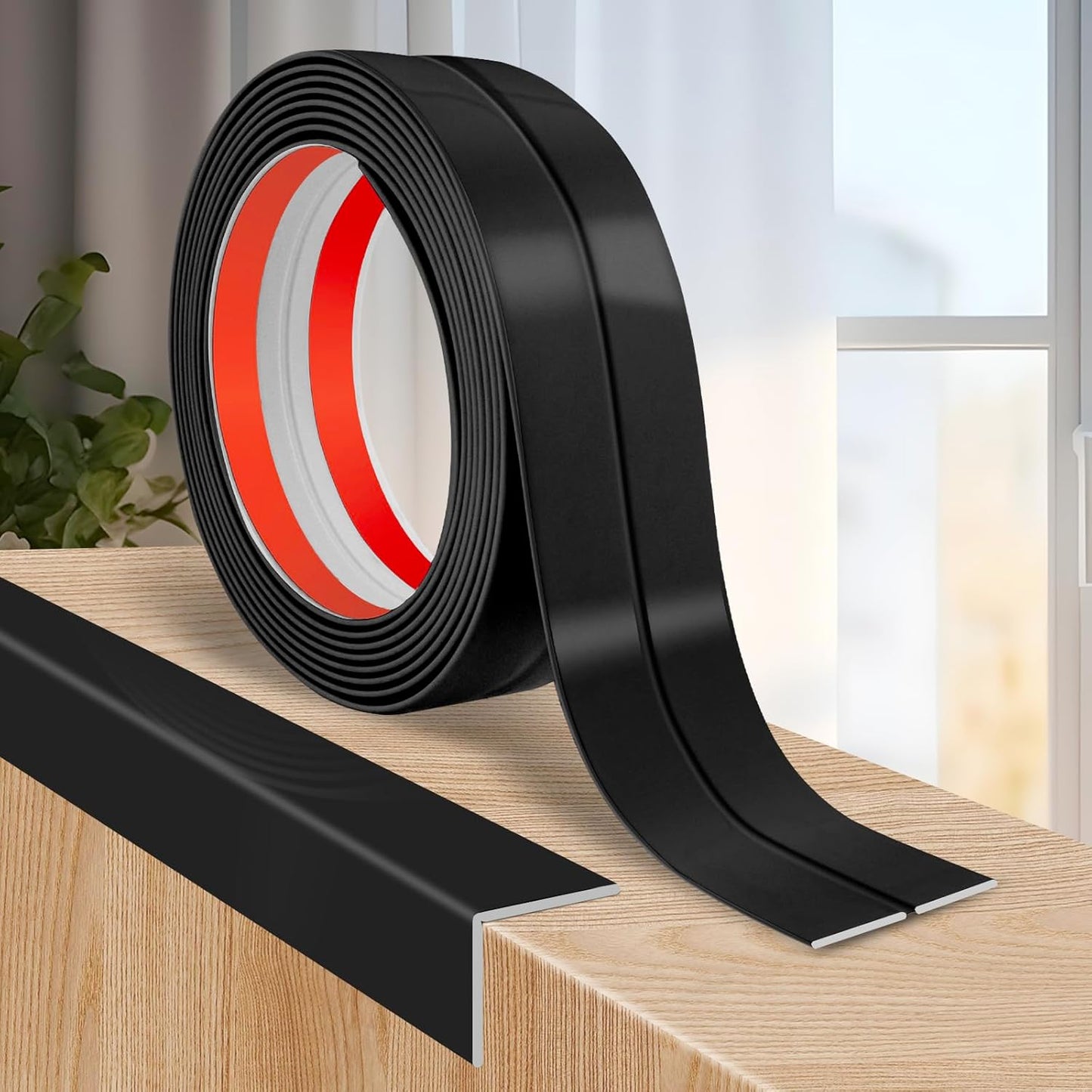 Flexible Wall Corner Protector Moulding Trim Peel and Stick Wall Corner Guards Edge Protector Self Adhesive Molding Trim Strip for Edge Ceiling (Black, 1.6 in x 20 Ft)