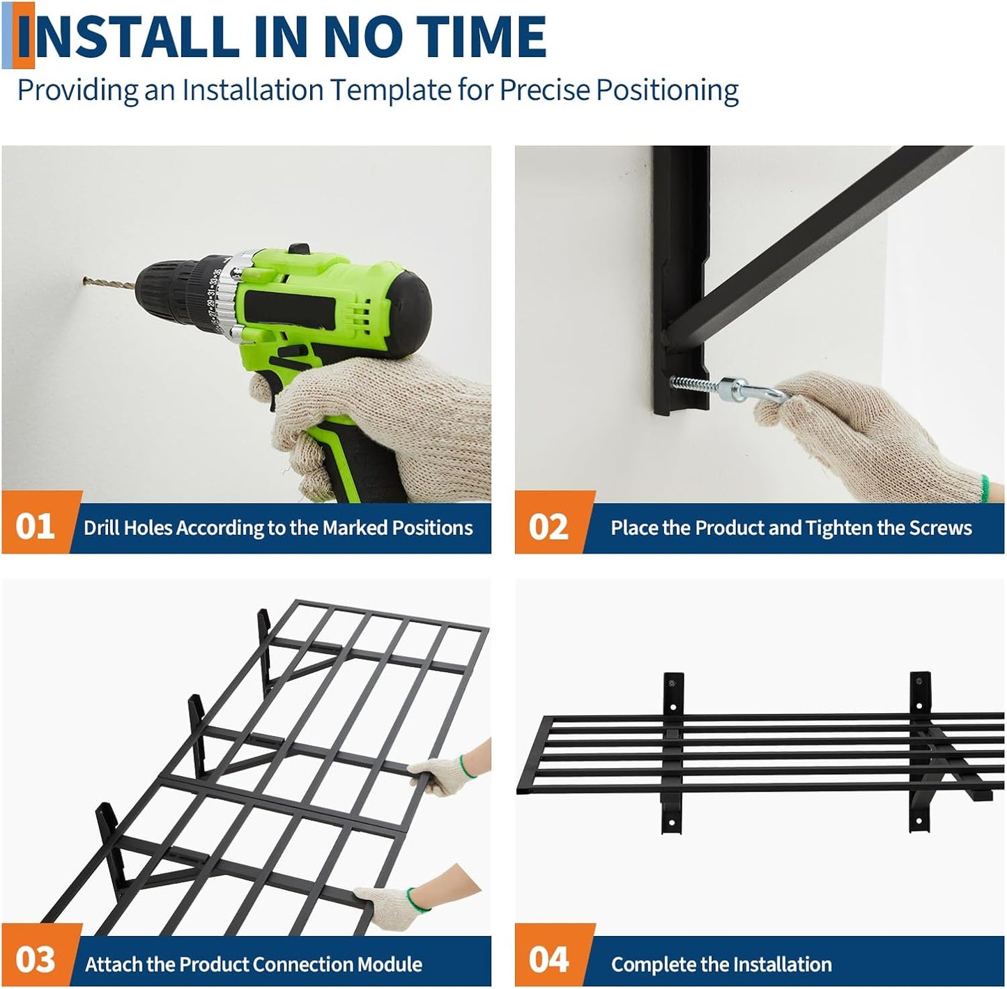 Garage Storage Shelving Wall Mounted, 2 Pack 2x6Ft, Loads 1600 Lbs Heavy Duty Sturdy Shelves, Folding Strong Garage Organiser, Storage Racks Units, Black Metal Floating Adjustable Wall System Shelf