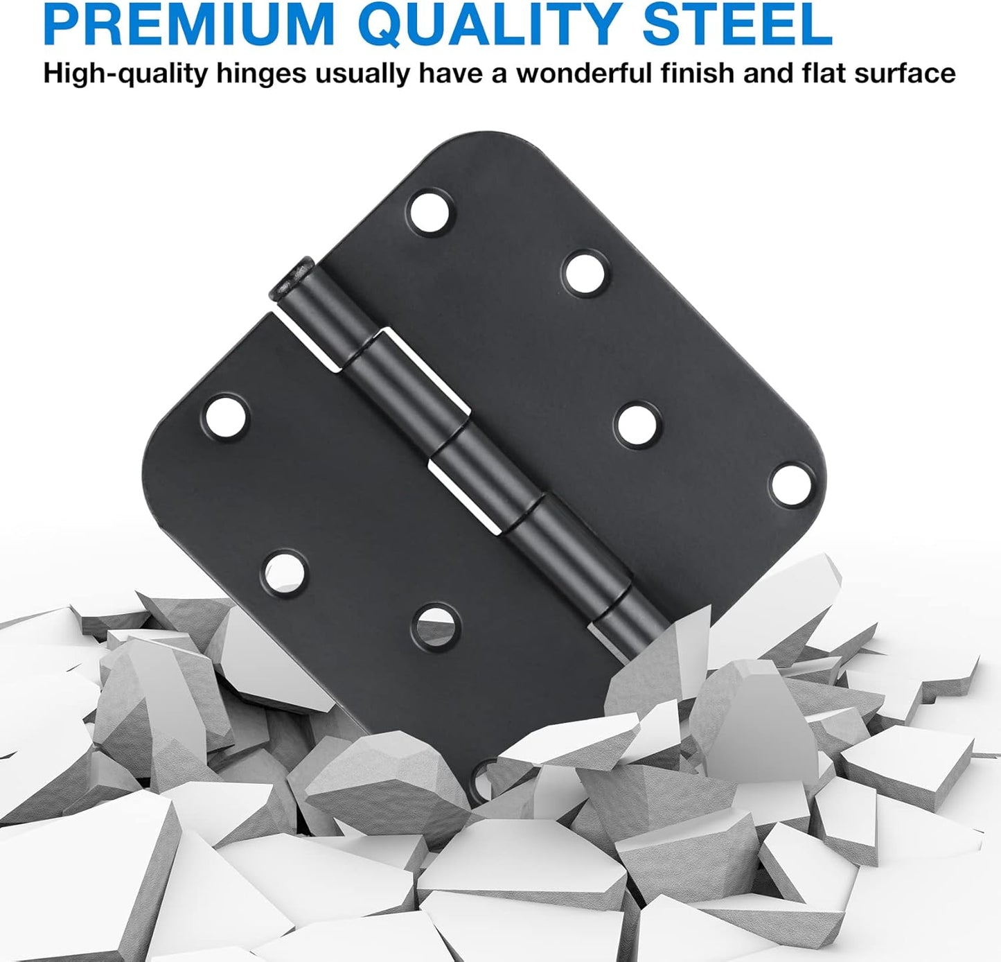 3 Pack Black Door Hinges Matte Black 4 Inch 5/8" Radius Hinges for Doors 4 Inch Exterior/Interior Door Hinge Rounded Gate House Front Door Hinges Standard Residential Heavy Duty Door Hardware