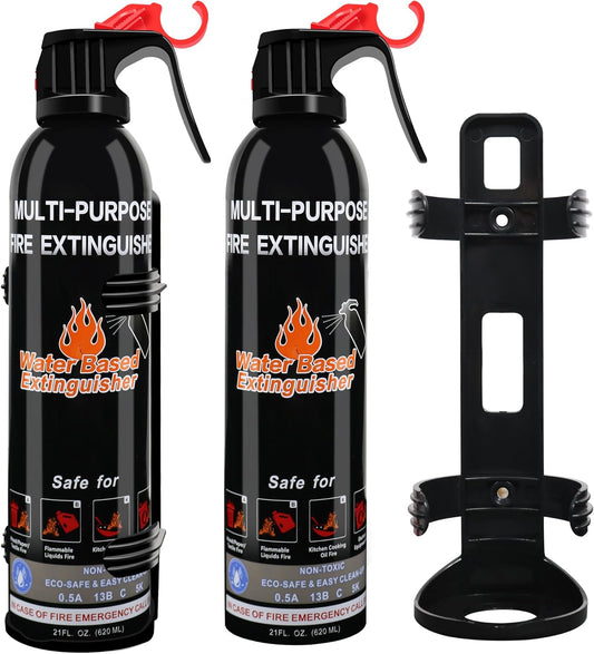 Fire Extinguisher for Home, 2 Pack Vehicle Fire Extinguishers with Mount, Portable Fire Extinguisher Effective on A, B, C, K Fires, Water-Based Extinguisher for Car Boat Office Truck Kitchen Garage RV