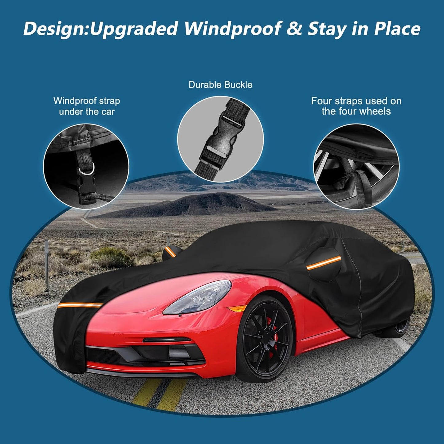 Car Cover for Porsche Cayman, for Porsche 718 (986/987/981), Spyder 1997-2025, Waterproof 210D Oxford Cloth and Cotton Outdoor Car Covers with Zipper Windproof Heavy Duty All Weather