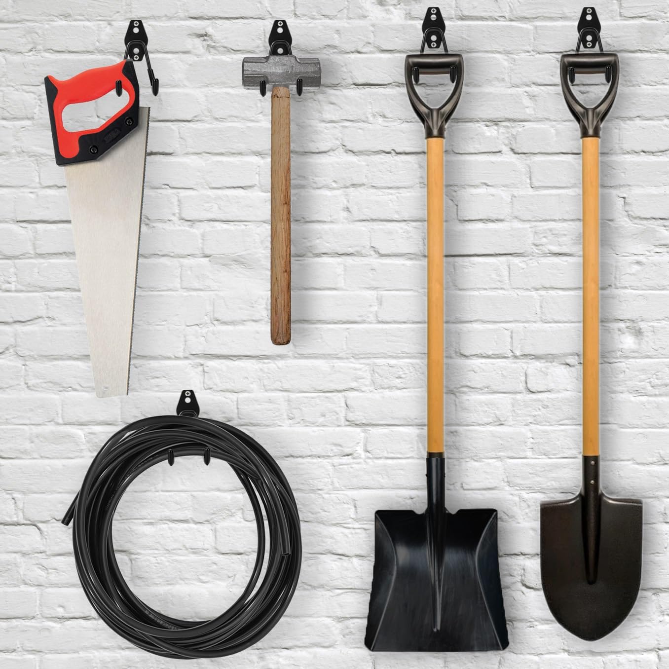6 Pack Garage Hooks Heavy Duty, 4.9 inch Utility Steel Garage Hanger & Organizer for Organizing Garden Lawn Tools, Ladders, Garden Hose, Digging Shovel, Bikes, Ropes