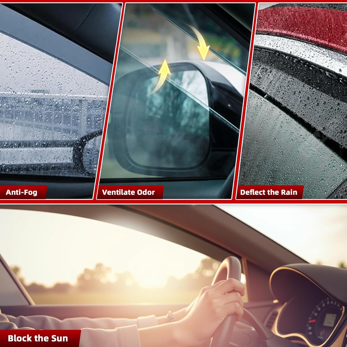 in Channel Window Visors Rain Guards Fit for Toyota Highlander 2014 2015 2016 2017 2018 2019, Durable Wind Deflectors Vent Shades Shield for 14-19 Highlander-4PCS