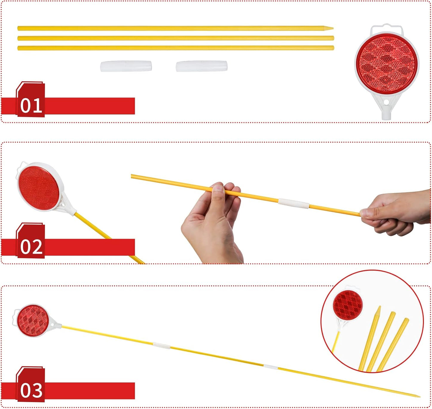 Reflectors for Driveway Entrance Orange Reflective Driveway Markers Snow Plow Markers Plow Markers 51 Inch Yellow Fiberglass Pole Double Sided Reflector for Driveway (8-Pack)