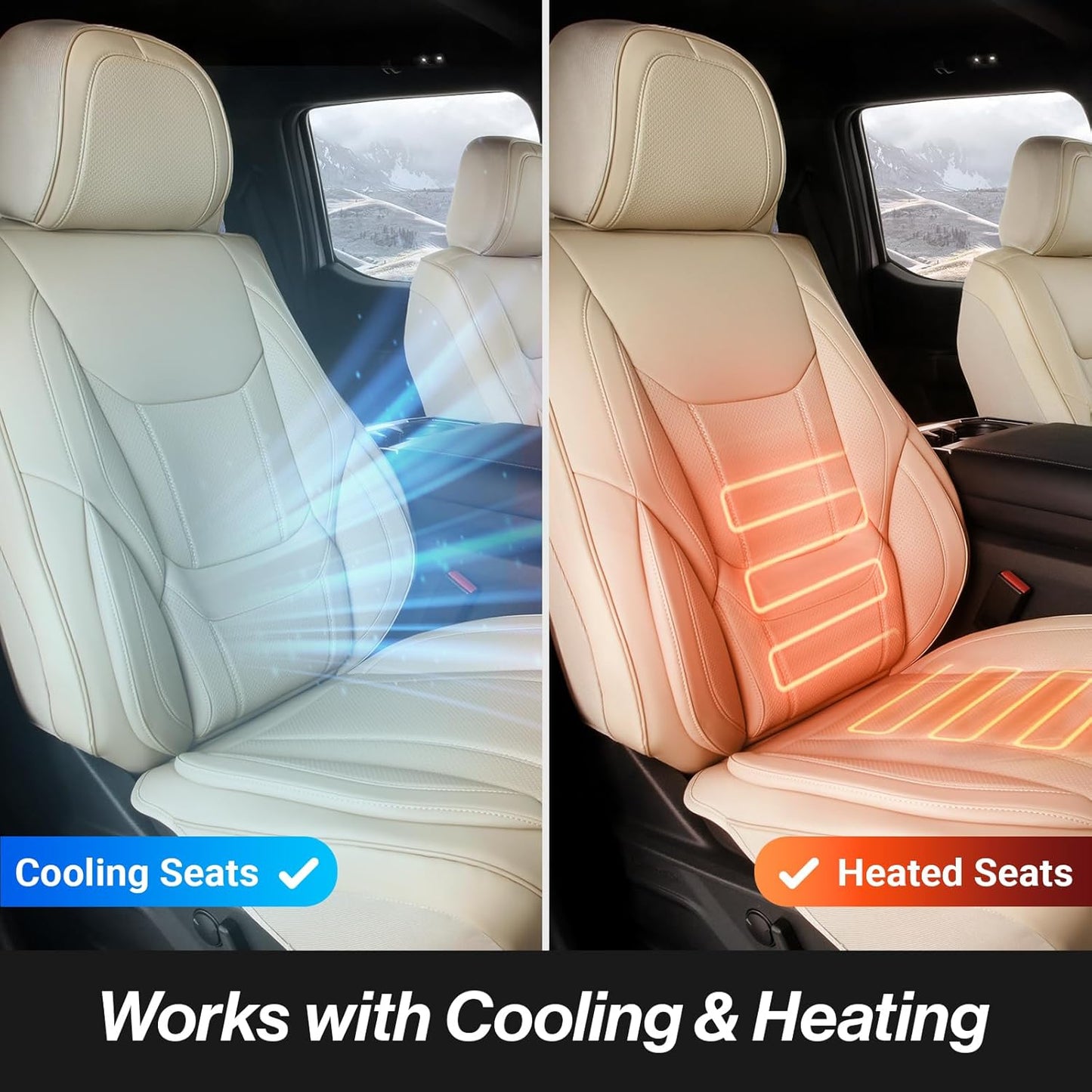 Coverland Custom Car Seat Covers Compatible with Frontier Crew Cab, King Cab - Premium Leather Non-Slip Memory Foam Waterproof Custom Interior Protector Full Set-Beige [See Size Chart-Size X137]