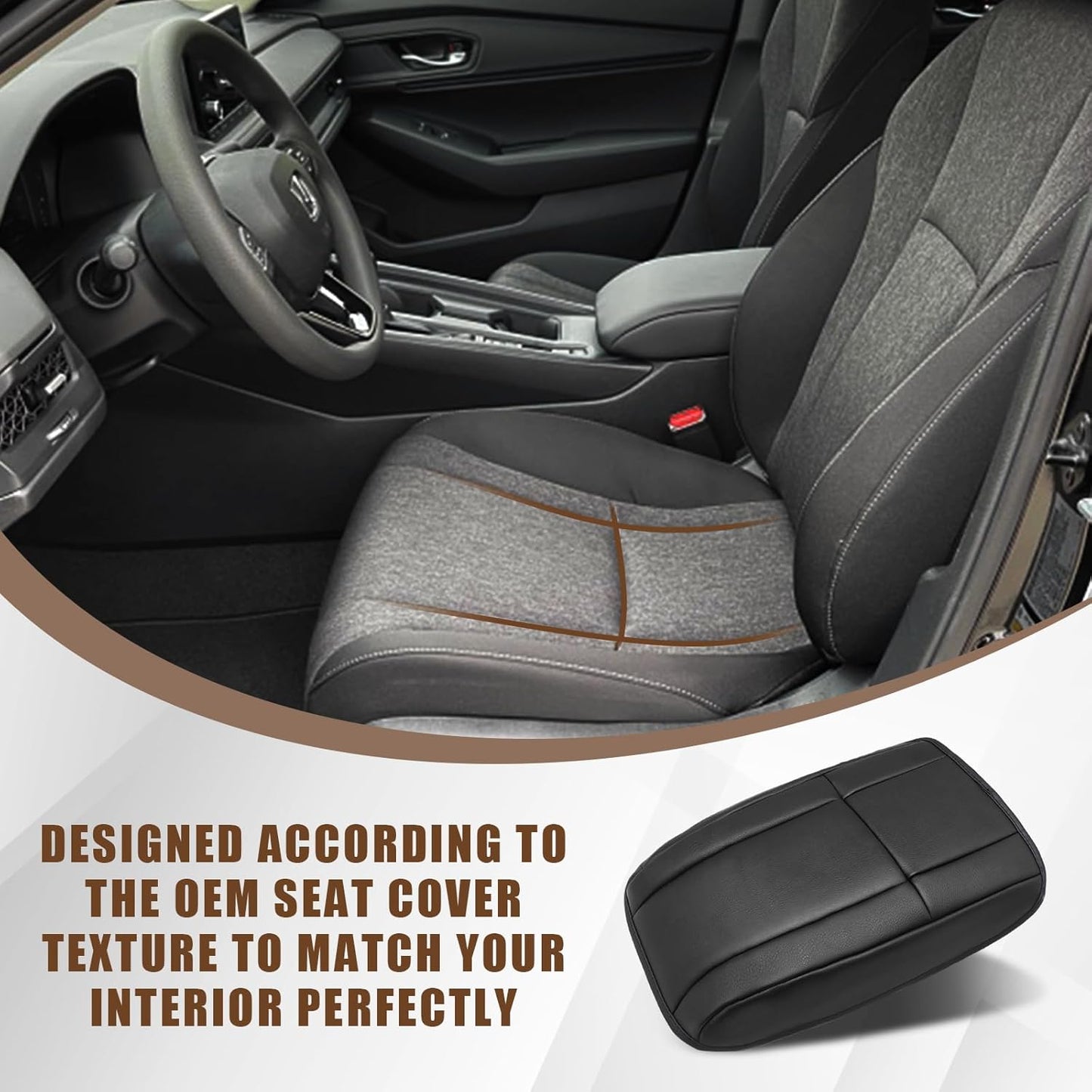 Muslogy for Accord 2025 2024 2023 Center Console Cover Armrest Pad Vegan Leather Extra Soft Armrest Lid Protector Compatible with Honda Accord LX EX Sport Hybrid EX-L Sport-L Touring (V1 Black)