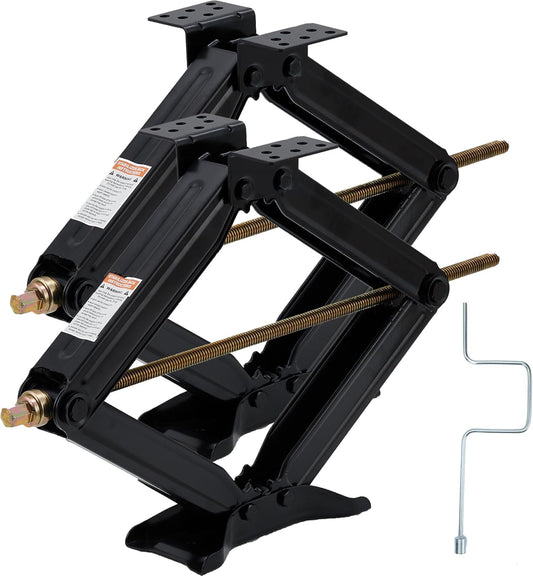 Garvee 24" RV Scissor Jack - 7500lb Heavy Duty Leveling Stabilizer with Crank Handle, Stable Base, 4"-24" Adjustable Height, Powder Coated Steel for Travel Trailers, RVs & Campers - 2 Pack