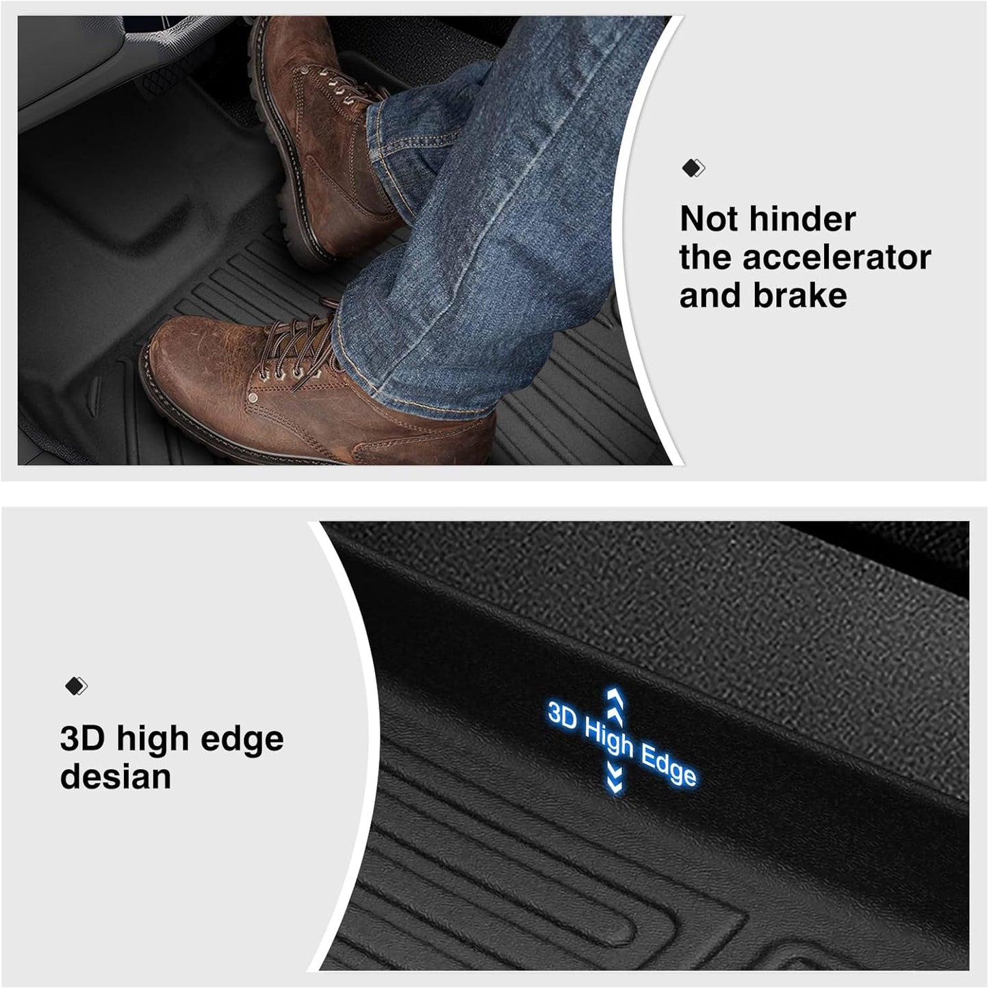Powerty Floor Mats for 2020-2024 2025 Hyundai Palisade Accessories All Weather Floor Liner 3D TPE 1st & 2nd Row Floor Mat Heavy-Duty Floor Liners