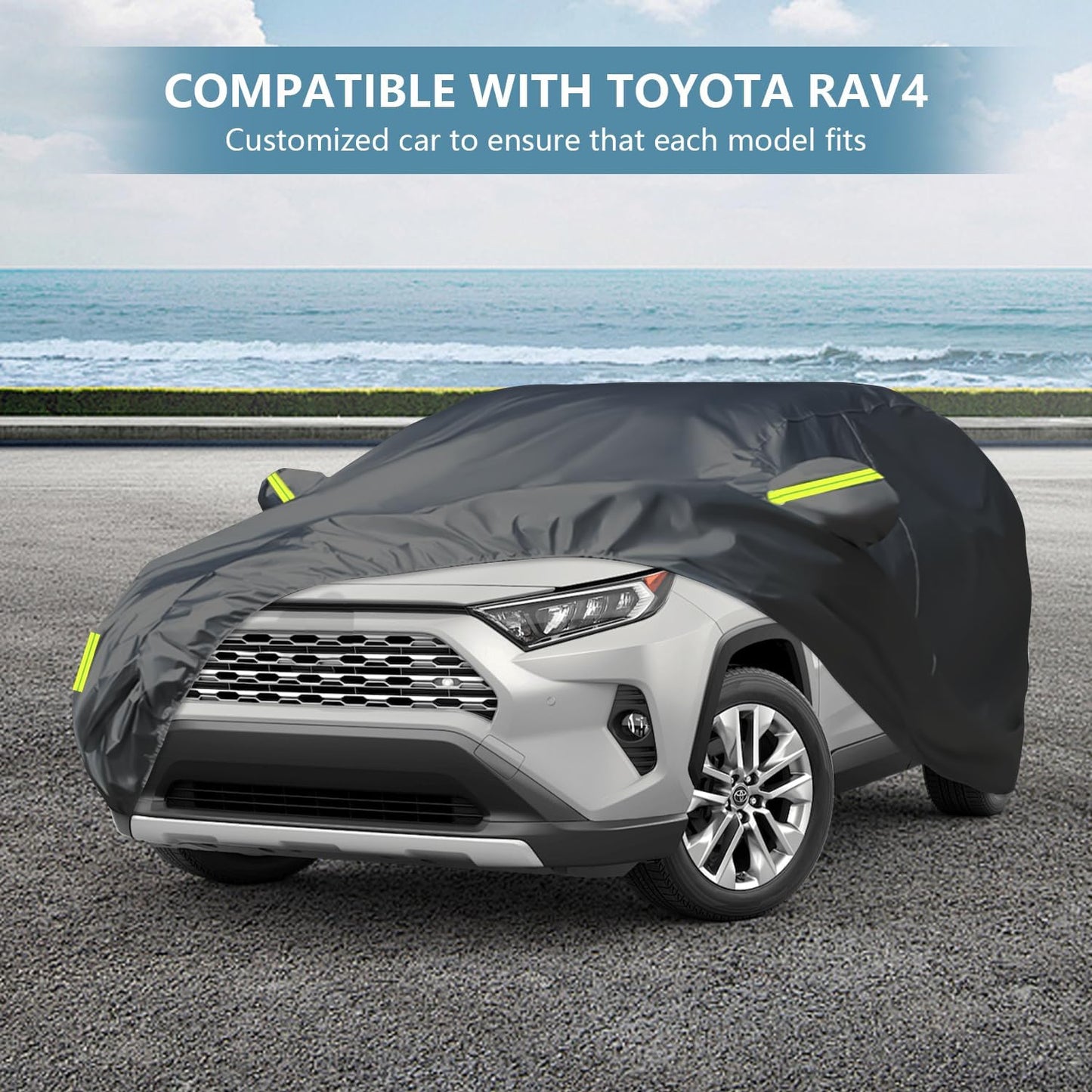 7 Layers Heavy Duty SUV Car Cover Fit for Toyota RAV4 (2006-2025), Waterproof, Tear & UV Resistant, Outdoor Full Car Cover with Storage Bag, Windproof Sun Rain UV Dust Snow Protection
