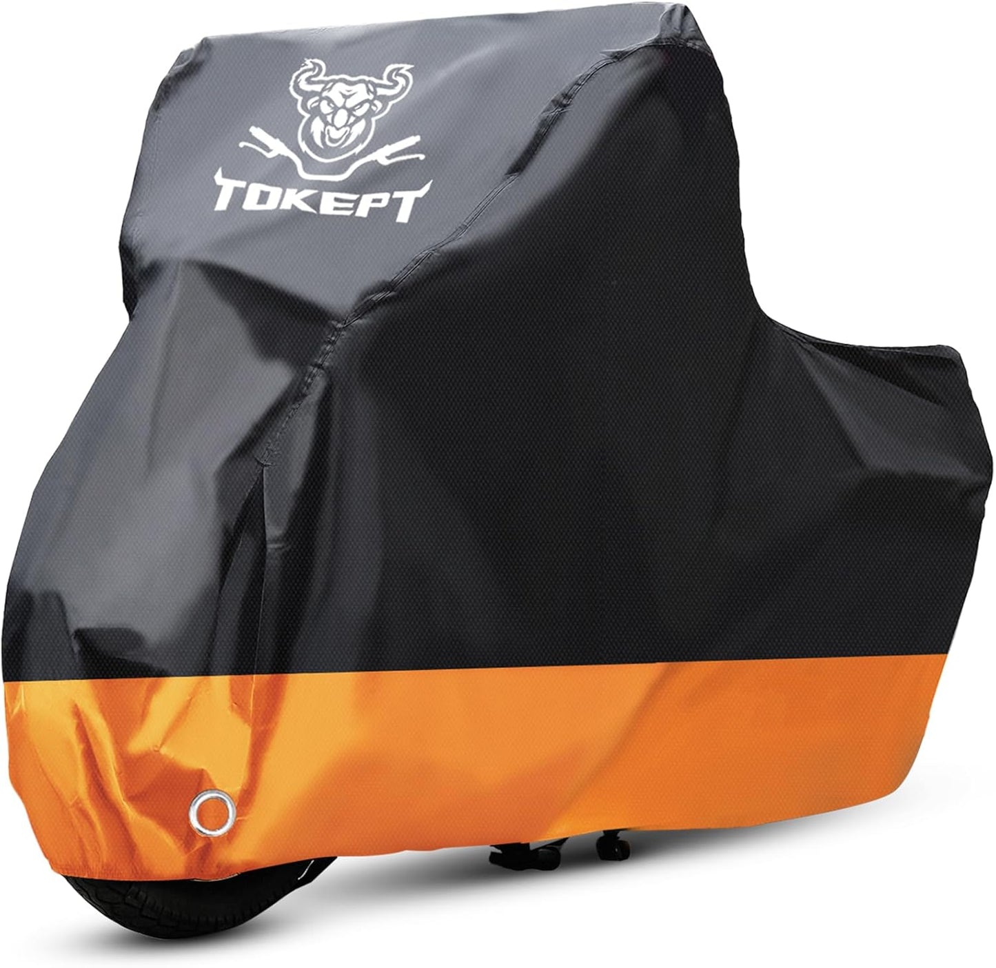 Motorcycle Cover, All-Season Waterproof Outdoor Sun Protection Fit up to 96 Inch Harley-Davidson Honda Suzuki Kawasaki Yamaha (XL Black&Orange)