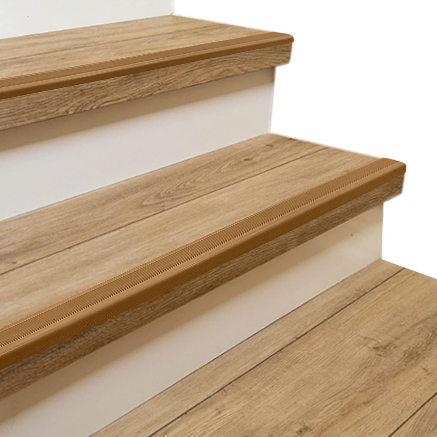 Rubber Bond Stair Edge Protector (Pack of 5) 36x2x1 inch Anti-Slip Stair Corner Trim Rubber Strips - Waterproof Self-Adhesive Staircases for Outdoor & Indoor Uses | Protect Kids & Pets - Brown