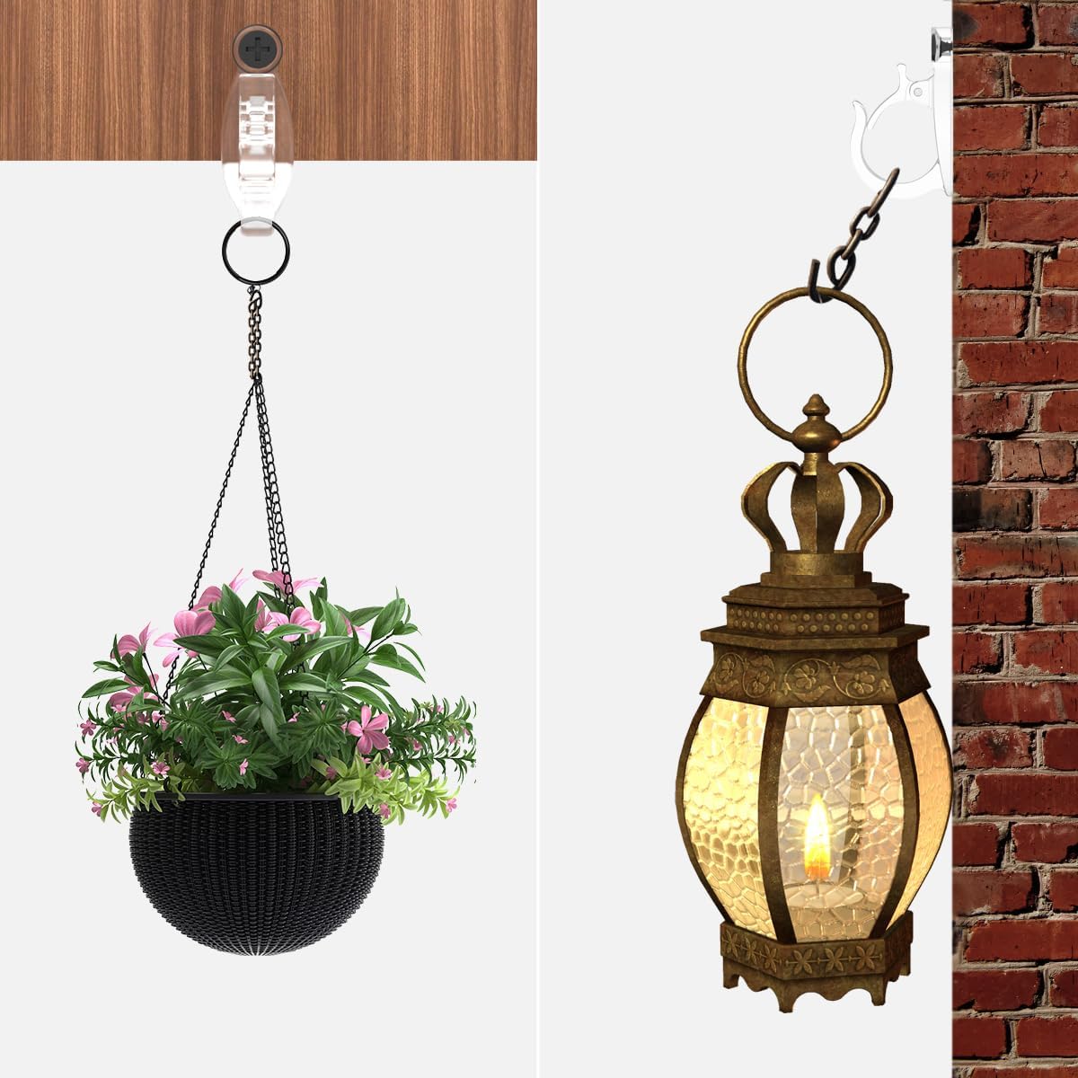 Light Hanger Hooks, Screw-in Hooks for Hanging String Lights, Wire, Plants, Wind Chimes - Plastic, Clear, 20 Pack