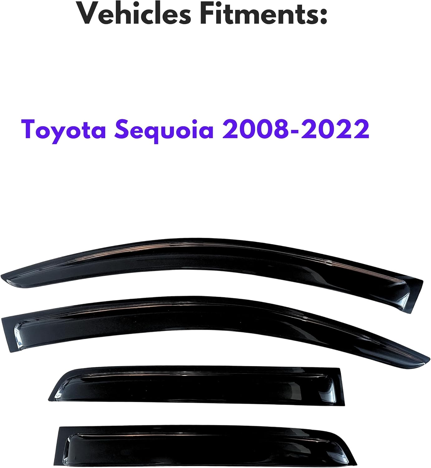 KPY Window Visor Compatible with Toyota Sequoia 2008-2022, 4PC Rain Guard Side Window Vent Deflectors Tape-On Style, 2008 2009 2010 2011 2012 2013 2014 2015 2016 2017 2018 2019 2020 2021