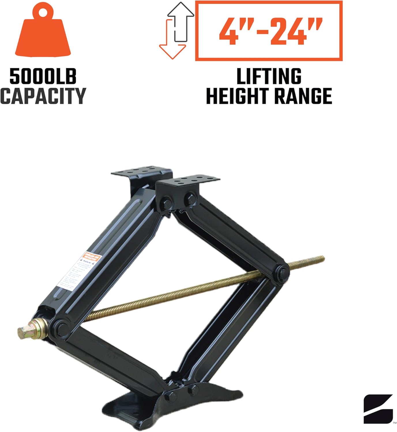 Bastion Distribution One New 24" Scissor Jack with Crank Handle | 5000lbs Capacity | Adjustable 4-24” Height | Spray-Tested Powder Coated | BJ-5000MSJ24
