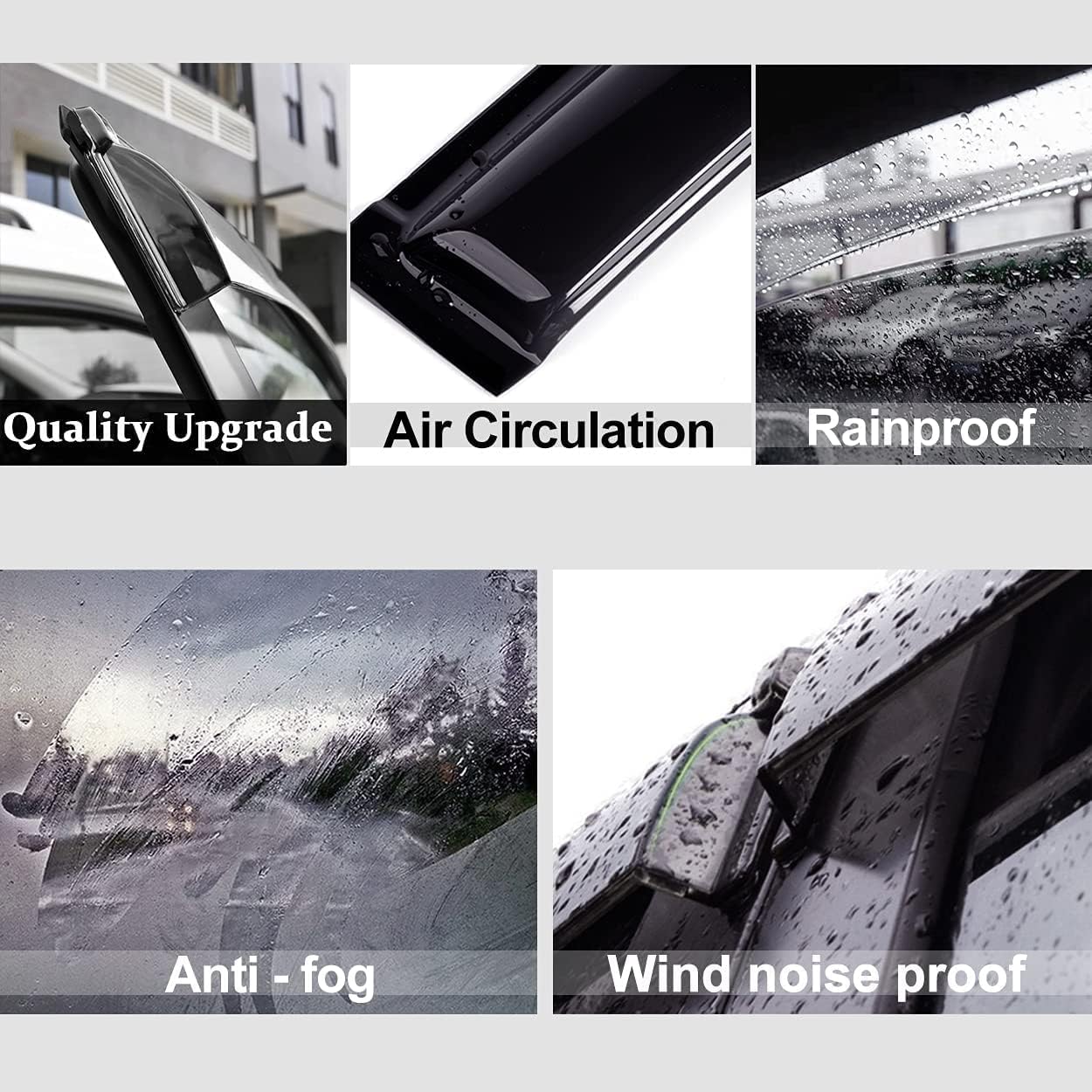 94194 Side Window Visors Wind Vent Deflector,4pcs Outside Mount Tape-On Nice Sun Rain Guards Set for 2010-2019 Ford Taurus