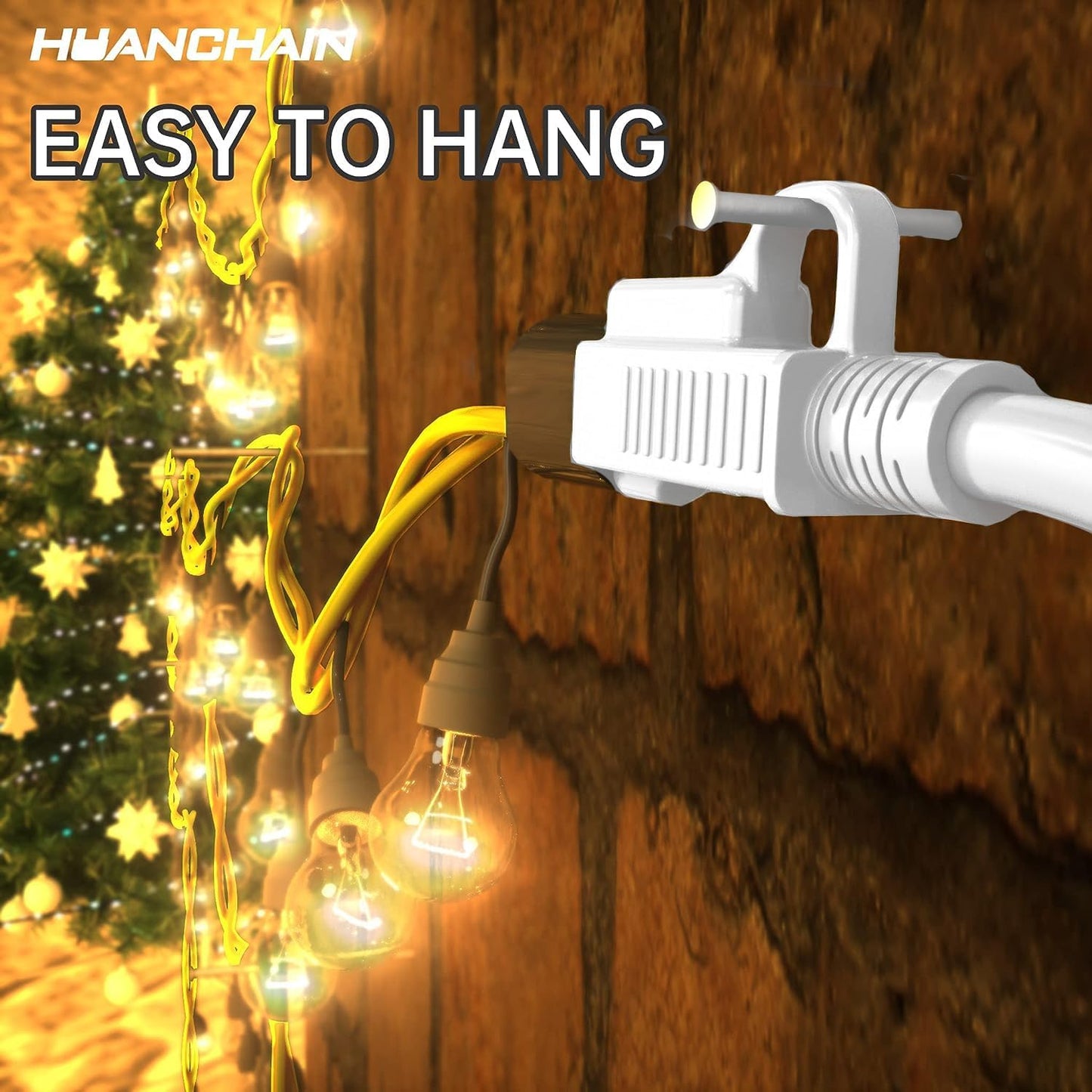 HUANCHAIN Indoor Outdoor White Extension Cord 8 ft Waterproof, 16/3 Gauge Flexible Cold-Resistant Appliance Extension Cord Outside, 13A 1625W 16AWG SJTW, 3 Prong Heavy Duty Electric Cable, ETL