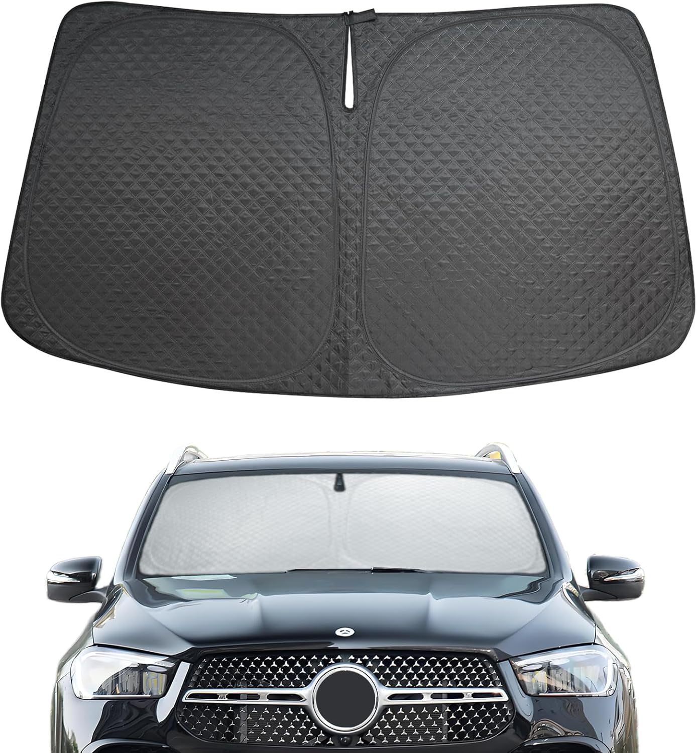 Car Windshield Sun Shade 5 Layers Thick for Mercedes-Benz GLE SUV 2020-202 2025 - Front Window Sunshade Sun Visor Accessories - Protector for GLE300 GLE350 GLE450 Vehicle Reflect UV Sun and Heat
