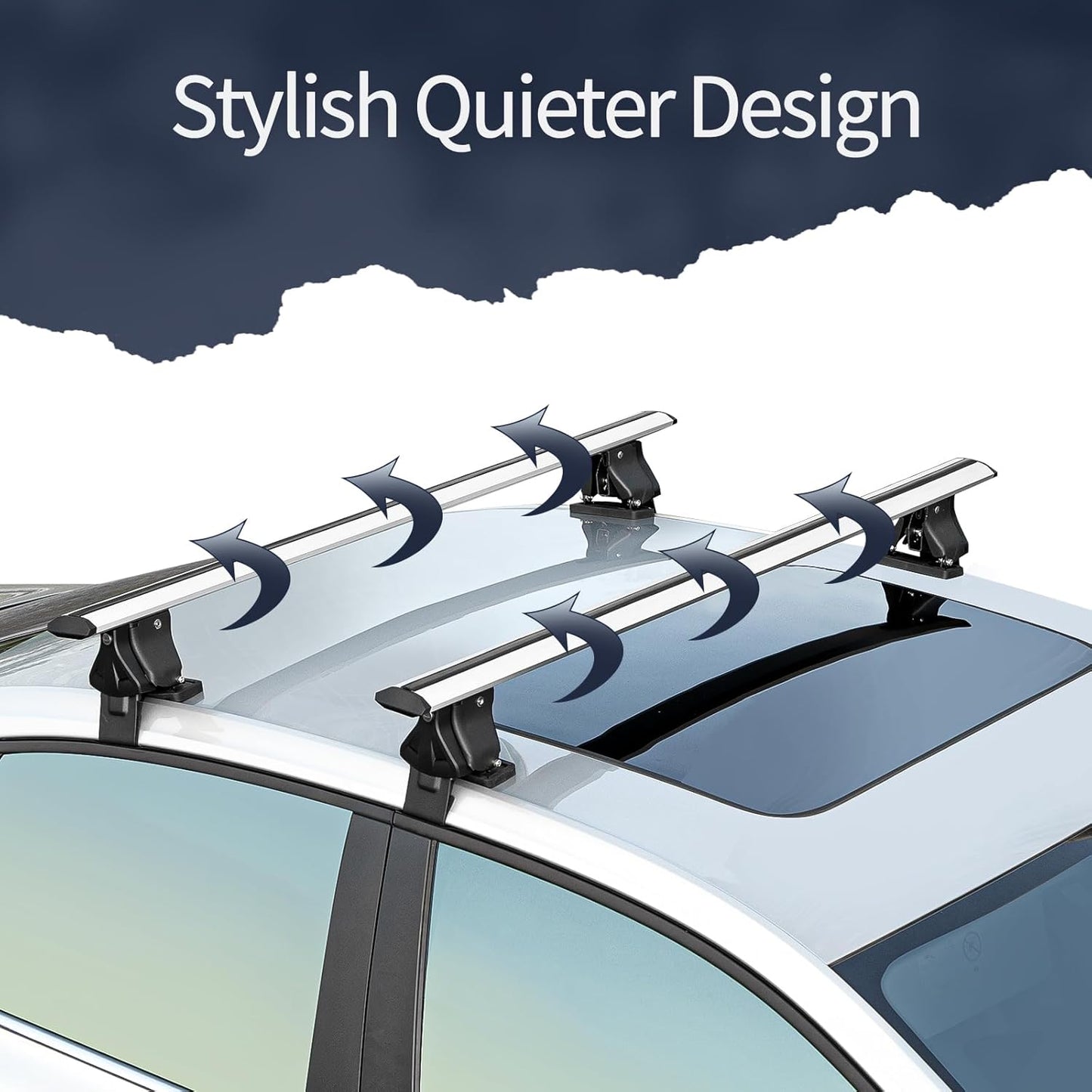 Universal 55" Roof Rack Cross Bars, Adjustable Car Top Roof Rack,Aluminum Locking Crossbars Fit for Car SUV Without Any Types of Side Rails